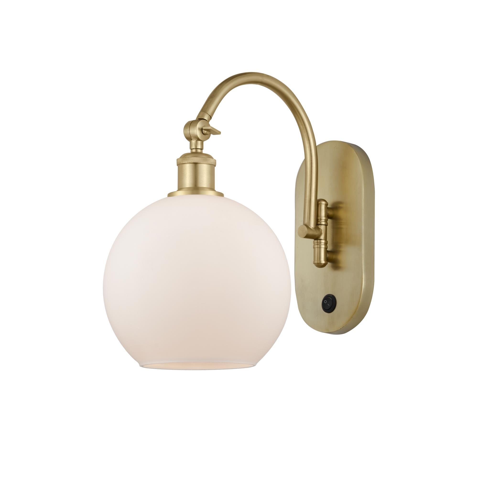 Shown in Satin Gold finish and Cased Matte White glass