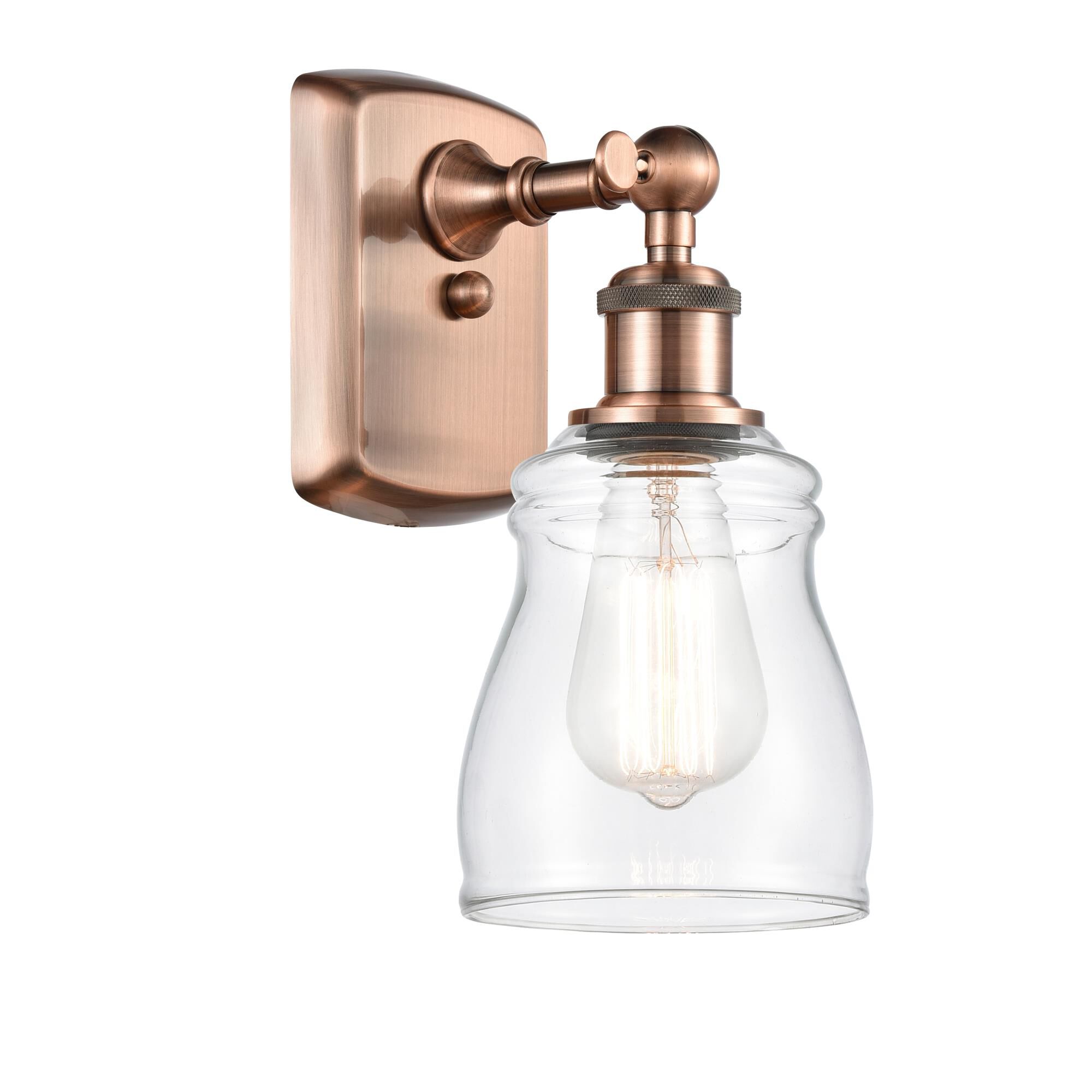 Shown in Antique Copper finish and Bell glass and Glass shade