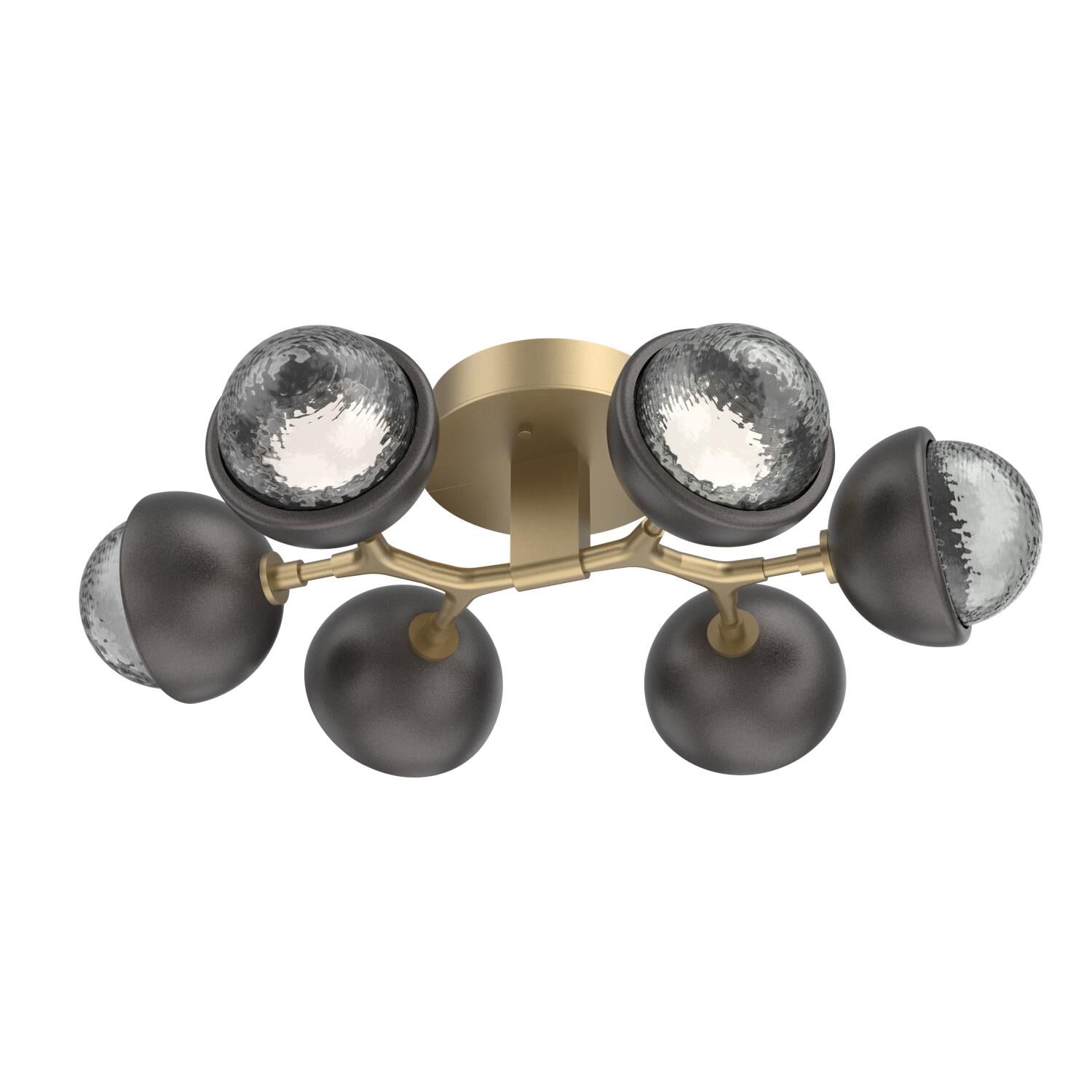 Shown in Gilded Brass finish and Smoke glass and Graphite accent