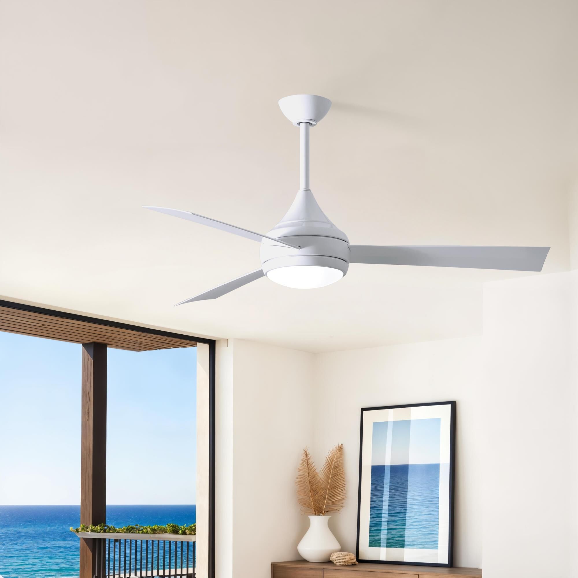 Donaire Outdoor Coastal Wet Rated 52 Inch Ceiling Fan with Light Kit by Matthews Fan Company