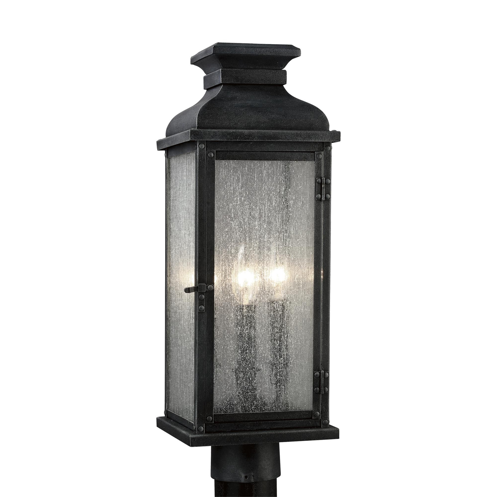 Shown in Dark Weathered Zinc finish and Clear Seeded Panels glass