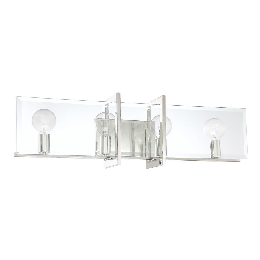Shown in Polished Nickel finish and Clear Beveled glass and Clear Beveled shade