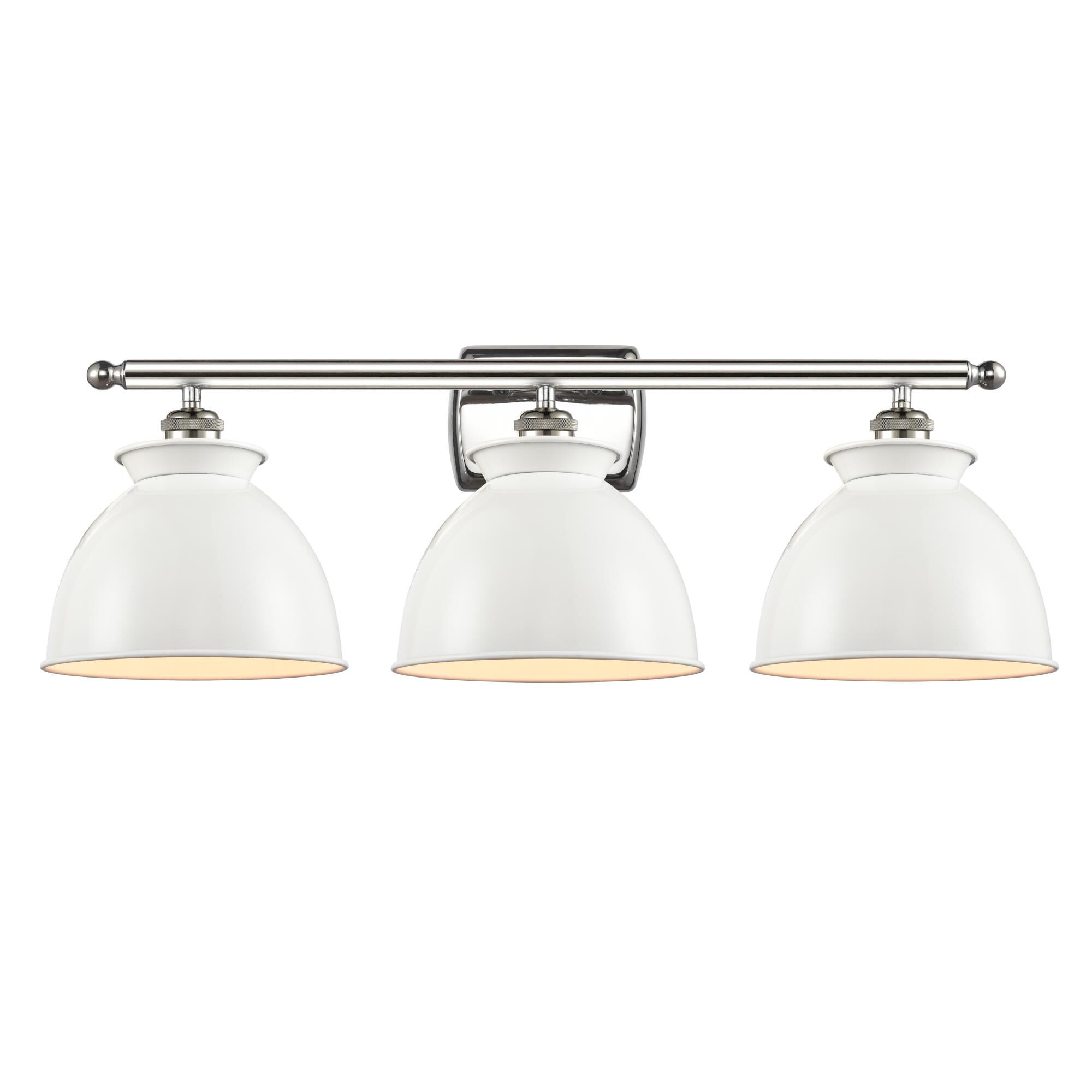 Shown in Polished Nickel finish and Dome glass and Metal shade