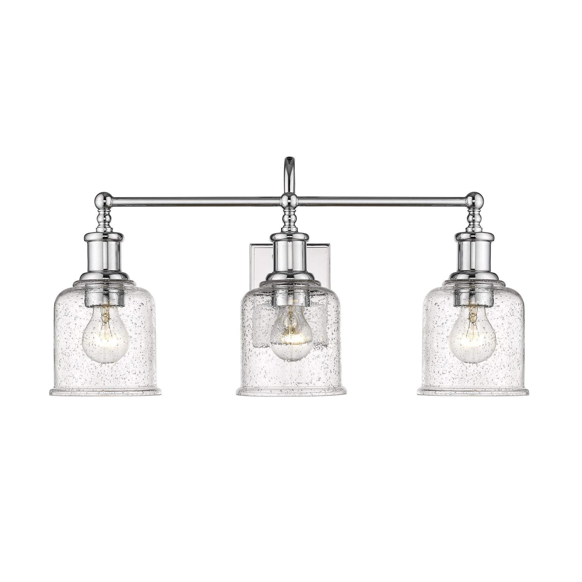 Shown in Chrome finish and Glass shade