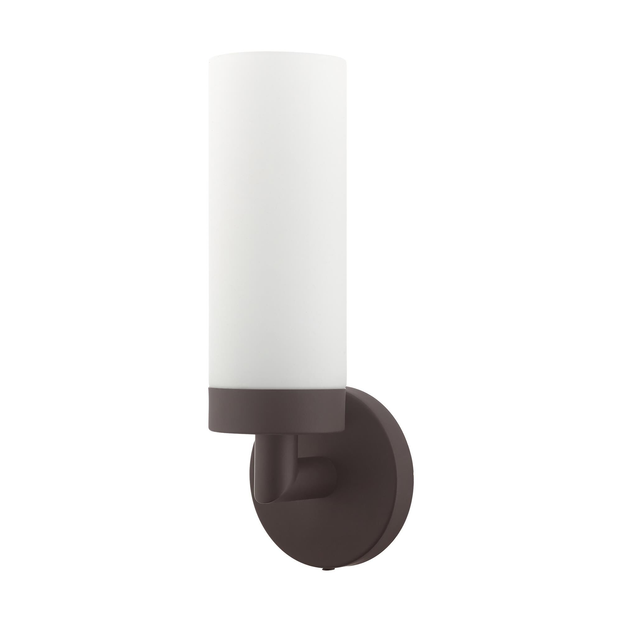 Shown in Bronze finish and Hand Blown Satin Opal White glass
