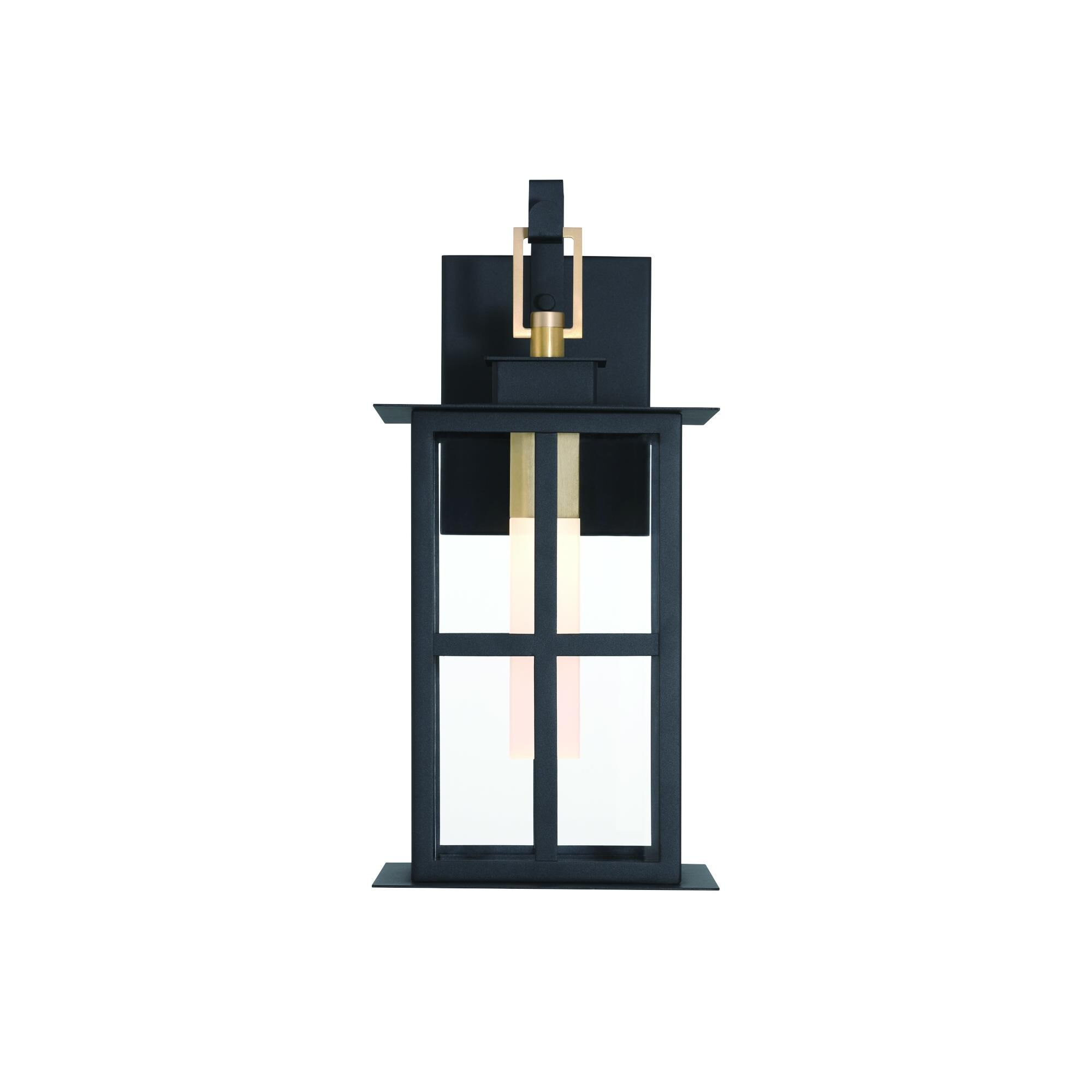 Shown in Brass-Black finish and Clear  glass