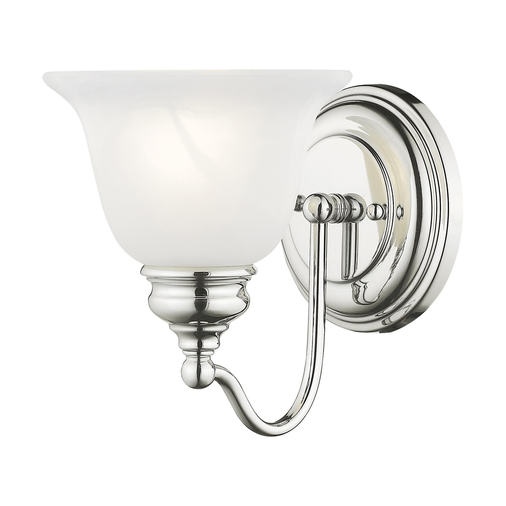 Shown in Chrome finish and White Alabaster glass
