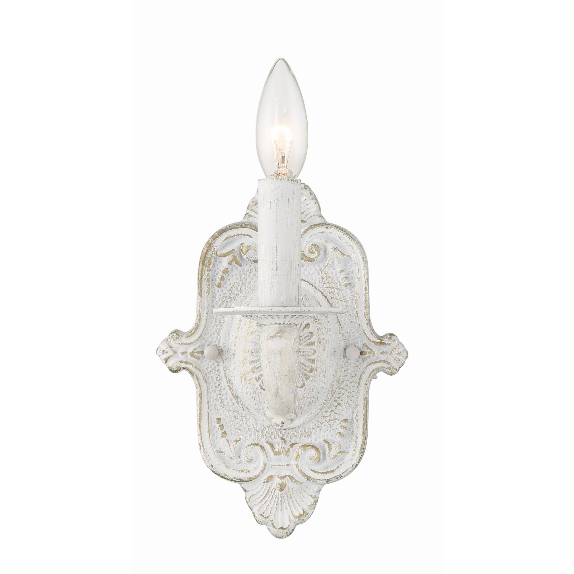 Shown in Antique White finish and Hand Polished crystal