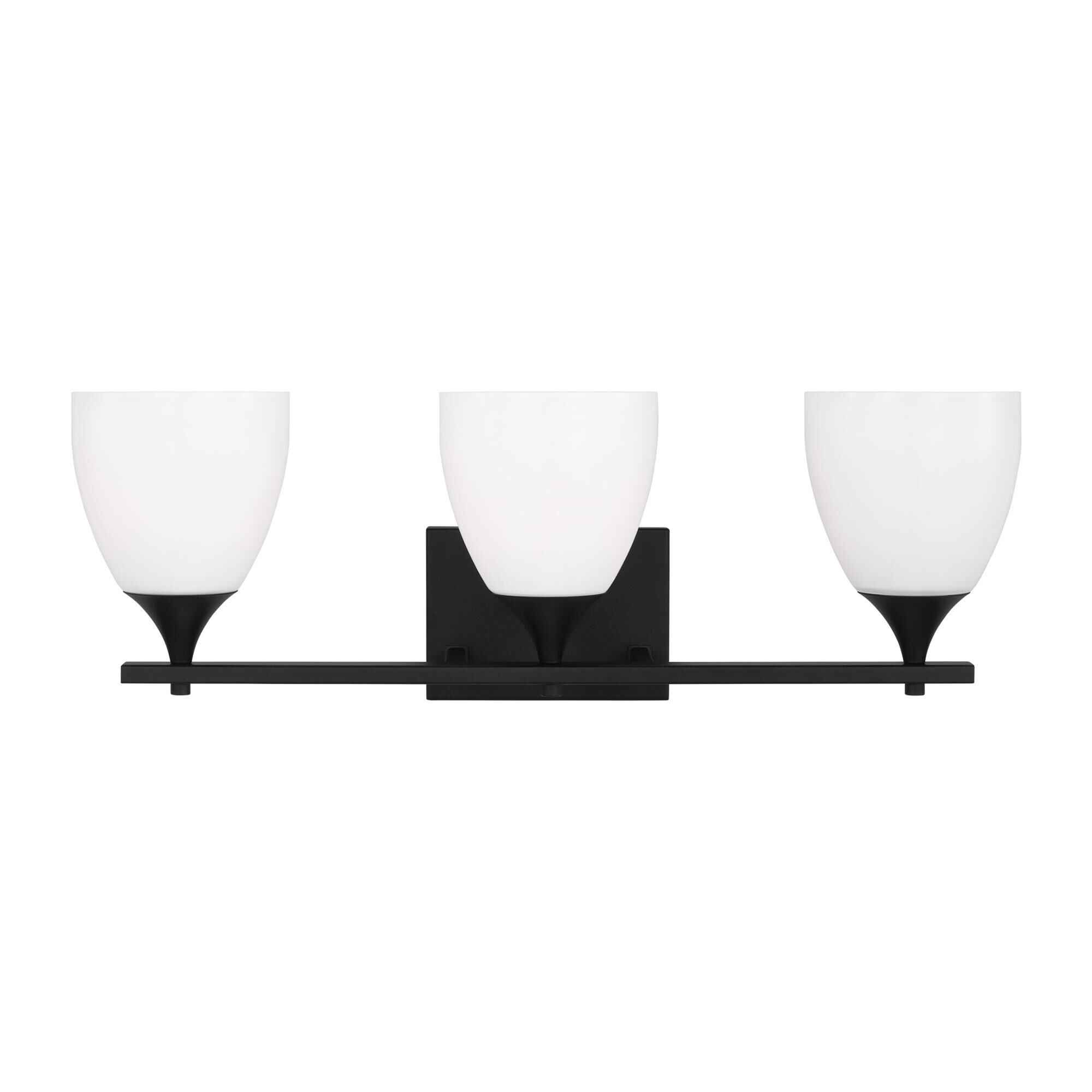 Shown in Midnight Black finish and Milk Glass s shade
