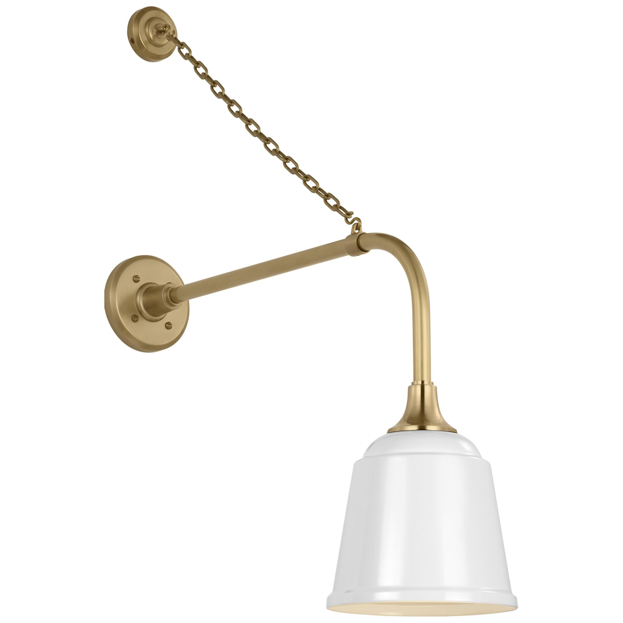 Shown in Hand-Rubbed Antique Brass finish and White Rockhouse shade