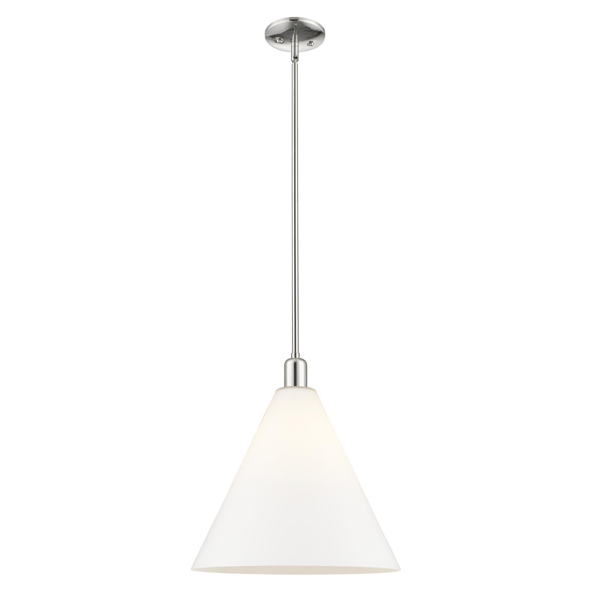 Shown in Polished Nickel finish and Matte White glass