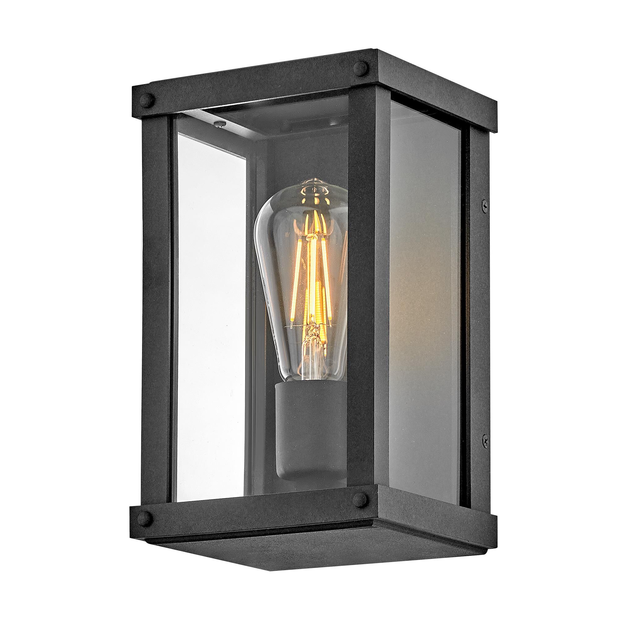 Shown in Aged Zinc finish and Clear glass