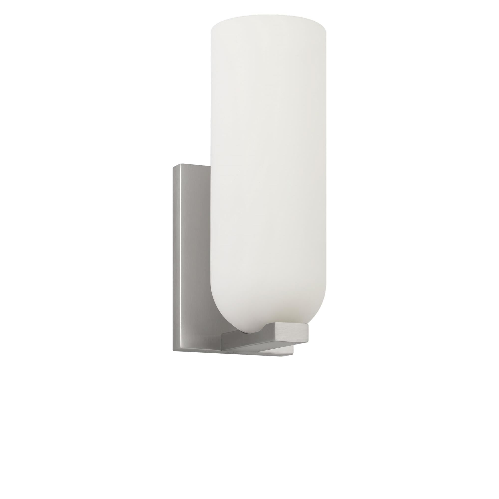 Shown in Brushed Nickel finish and Etched White glass