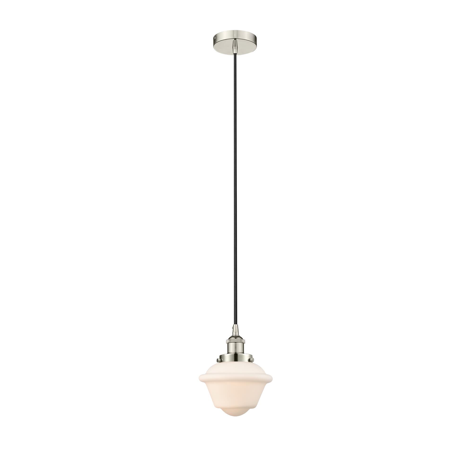 Shown in Polished Nickel finish and Matte White Cased Small Oxford glass