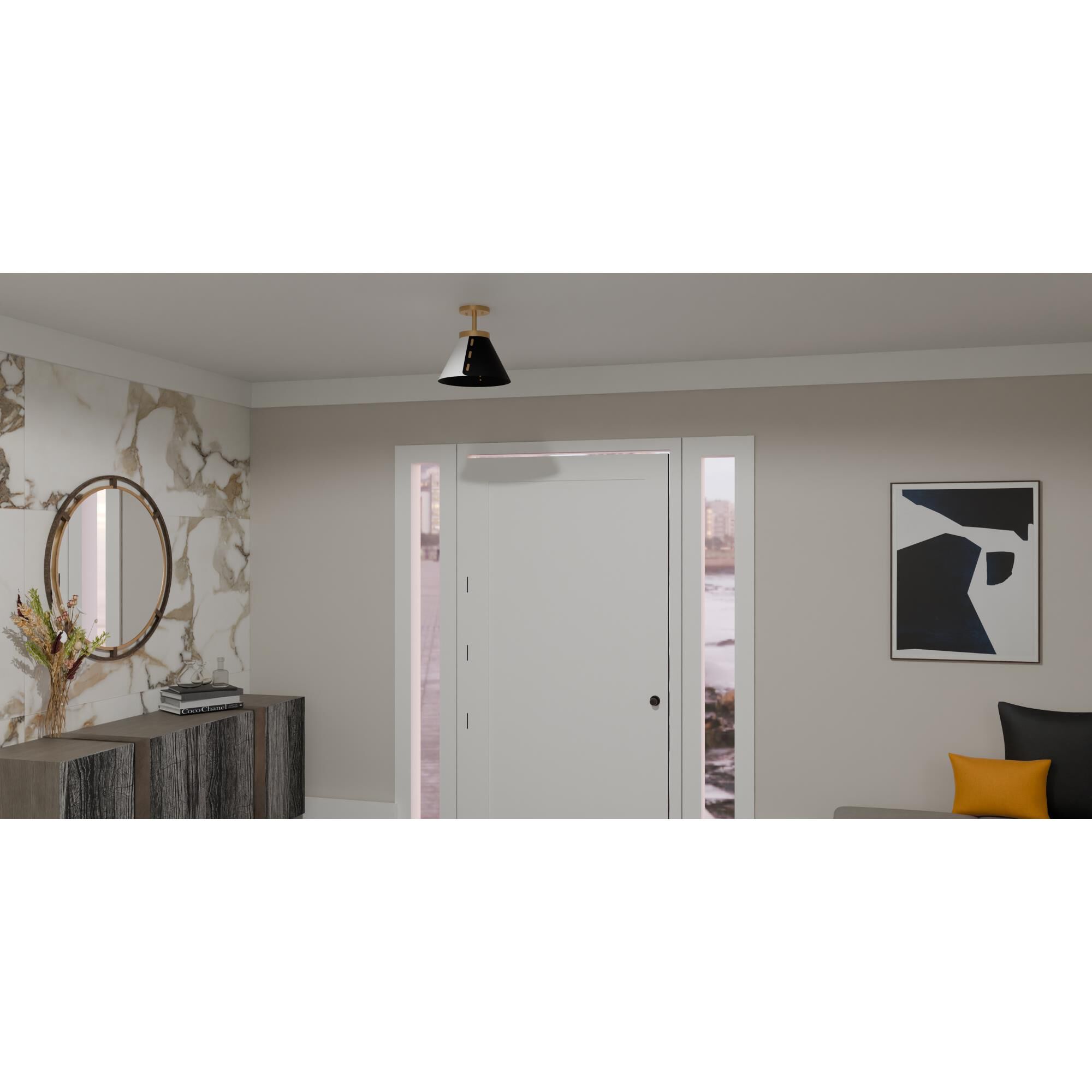 Shown in Brushed Weathered Brass finish and Metal shade