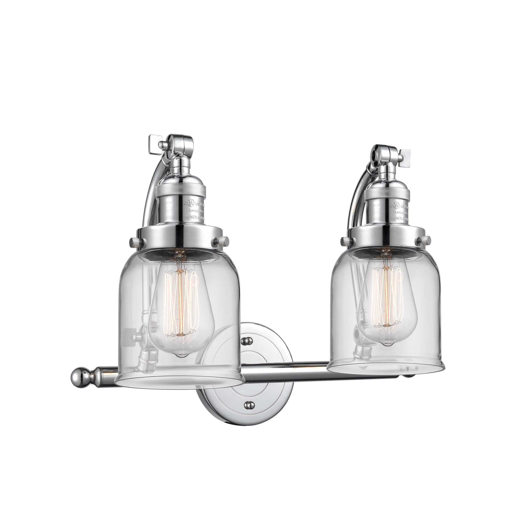 Shown in Polished Chrome finish and Clear Small Bell glass