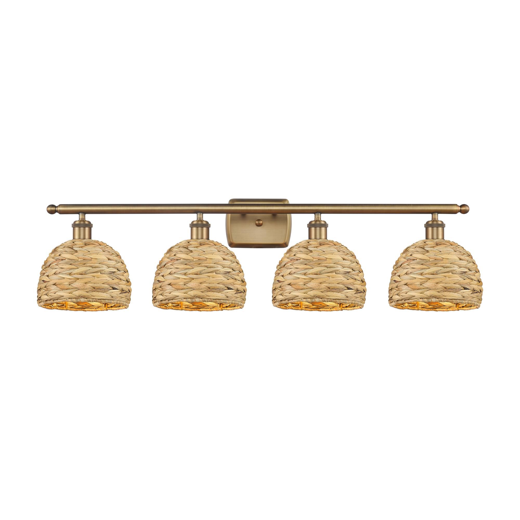 Shown in Brushed Brass finish and Natural shade