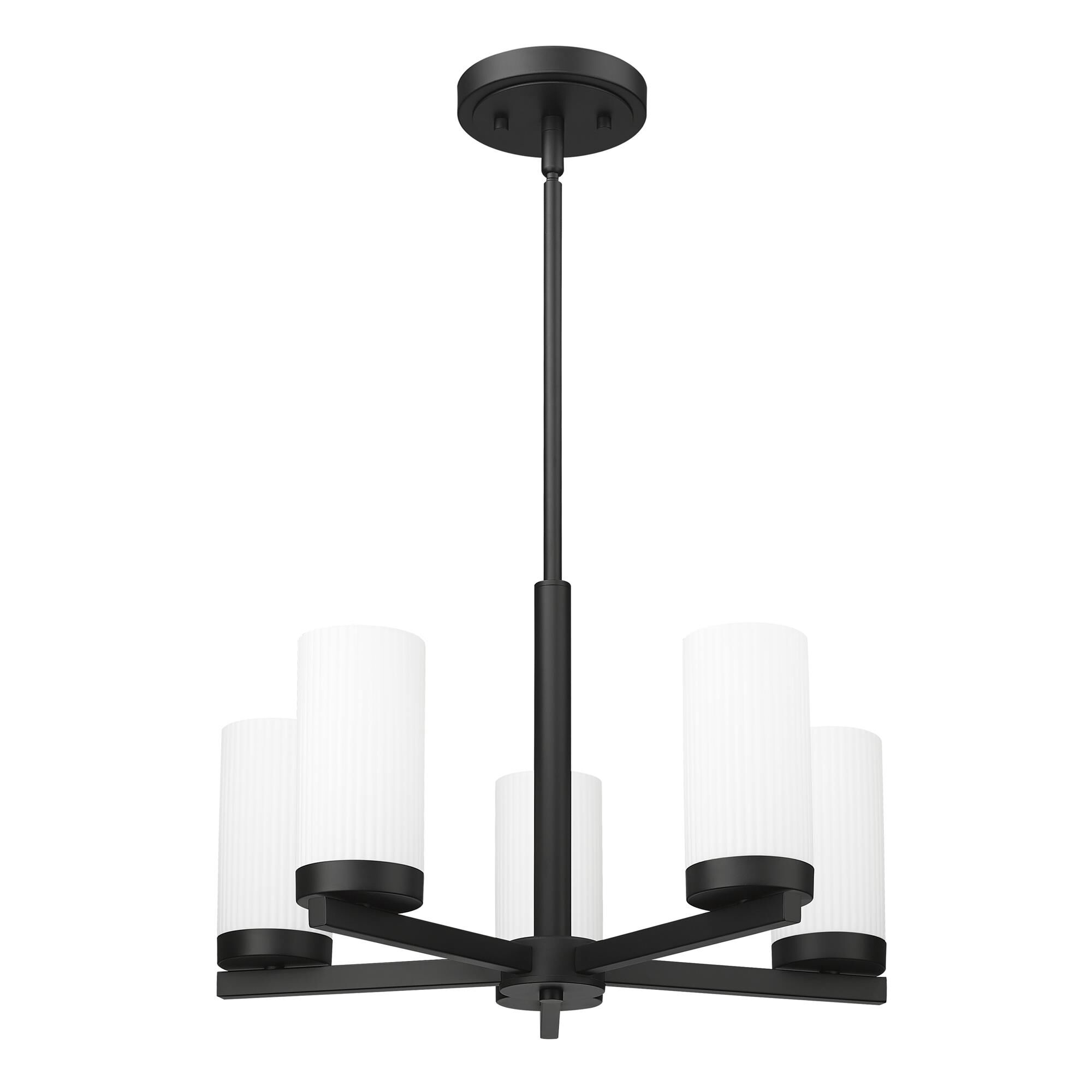 Shown in Matte Black finish and White glass and White shade