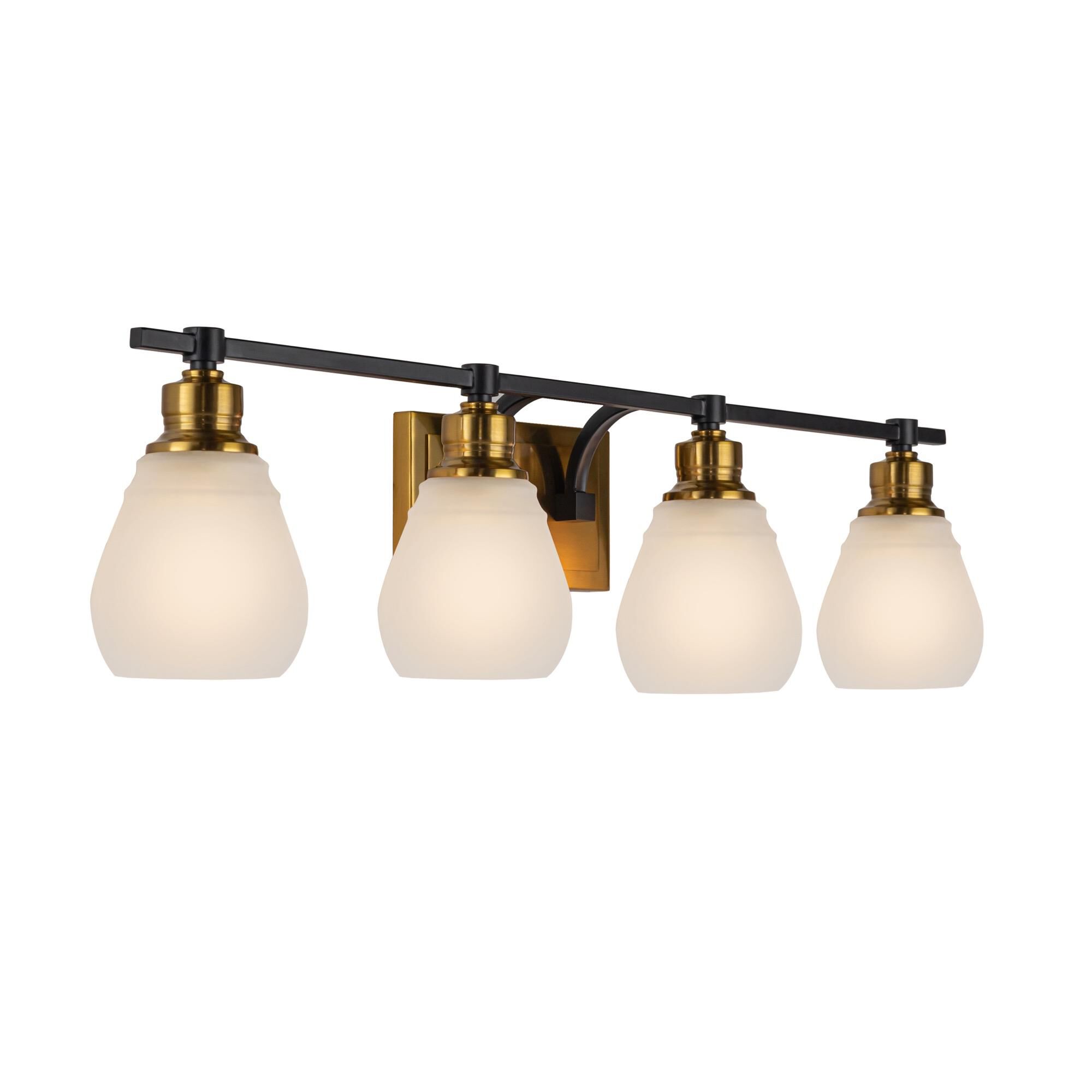 Shown in Brass & Black finish and Glass shade