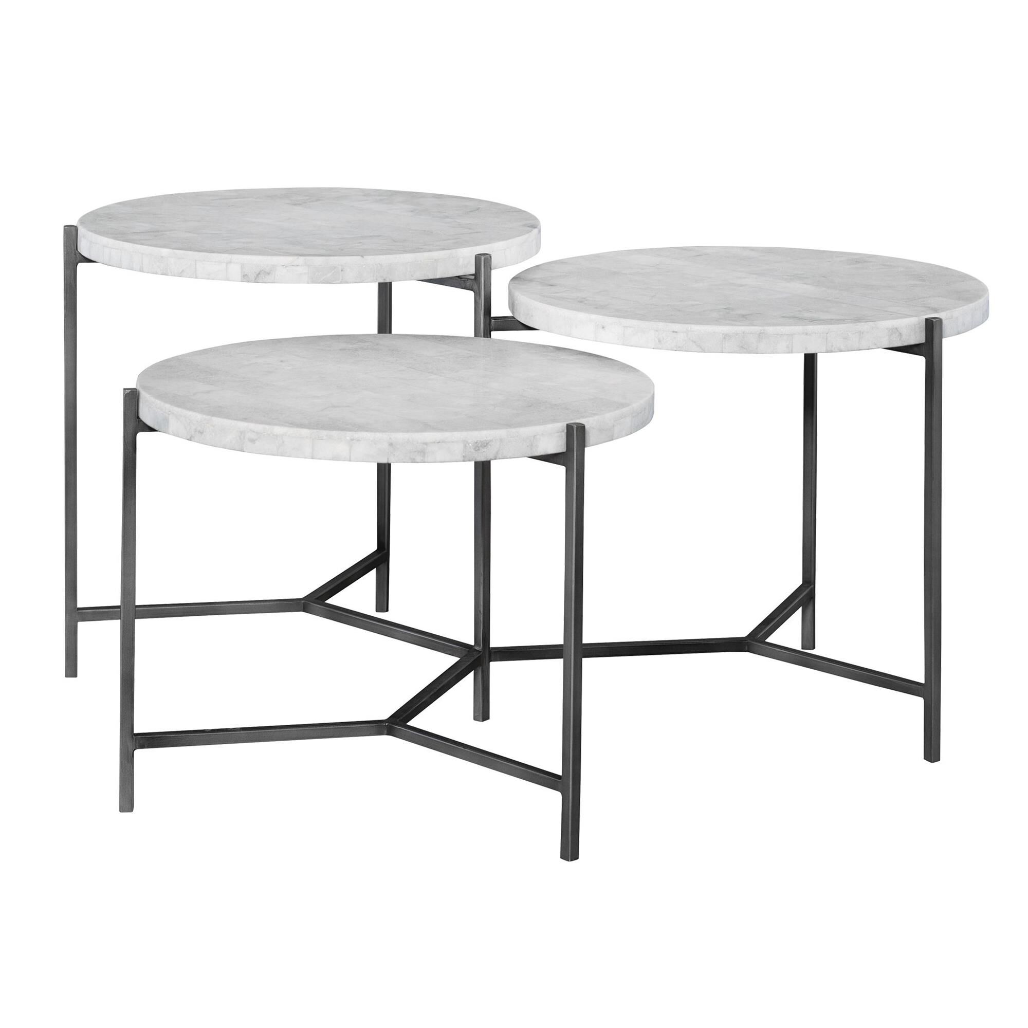 Shown in Clean Contemporary Styling Is Featured In This Tiered Coffee Table Design With White Venetian Marble finish
