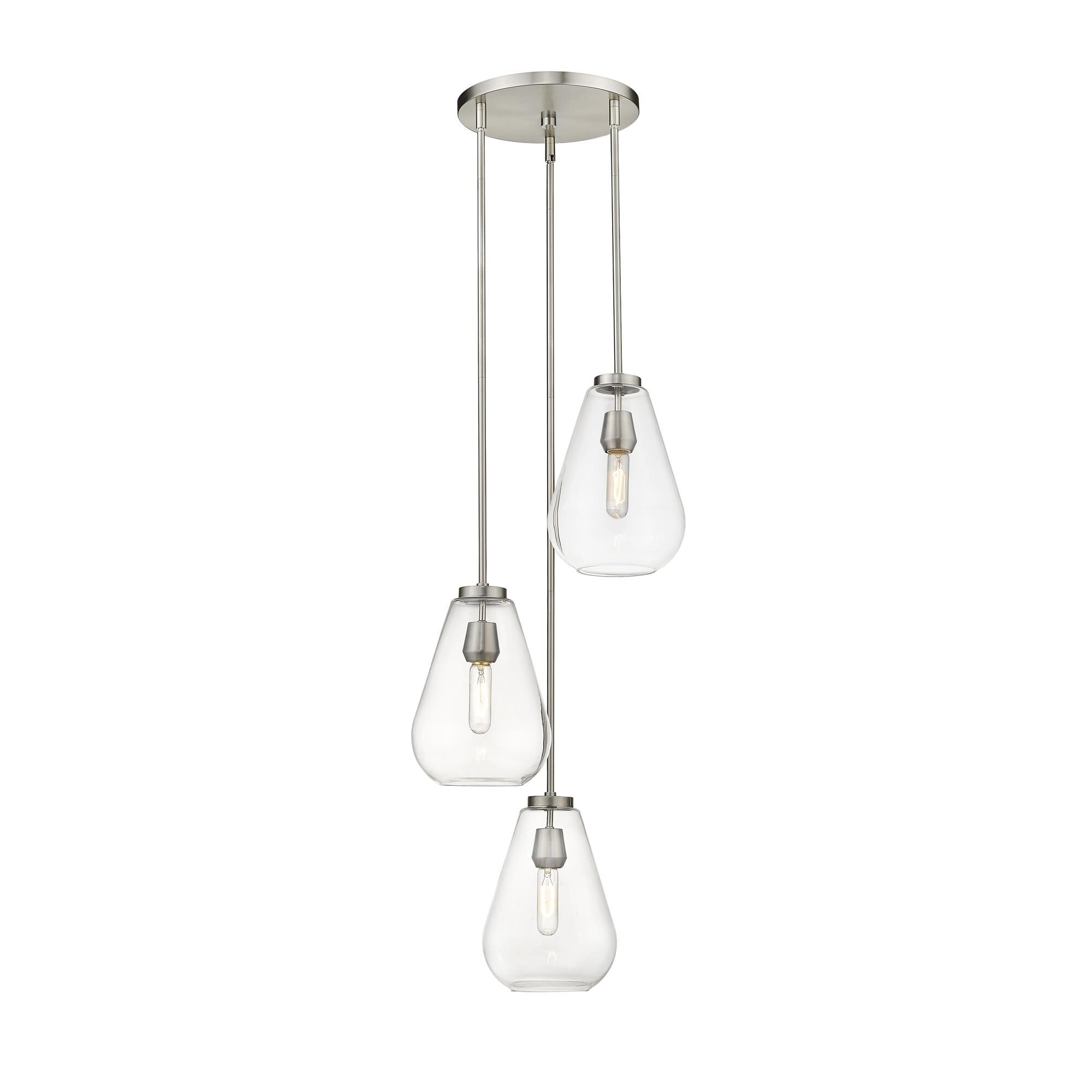 Shown in Brushed Nickel finish and Glass shade