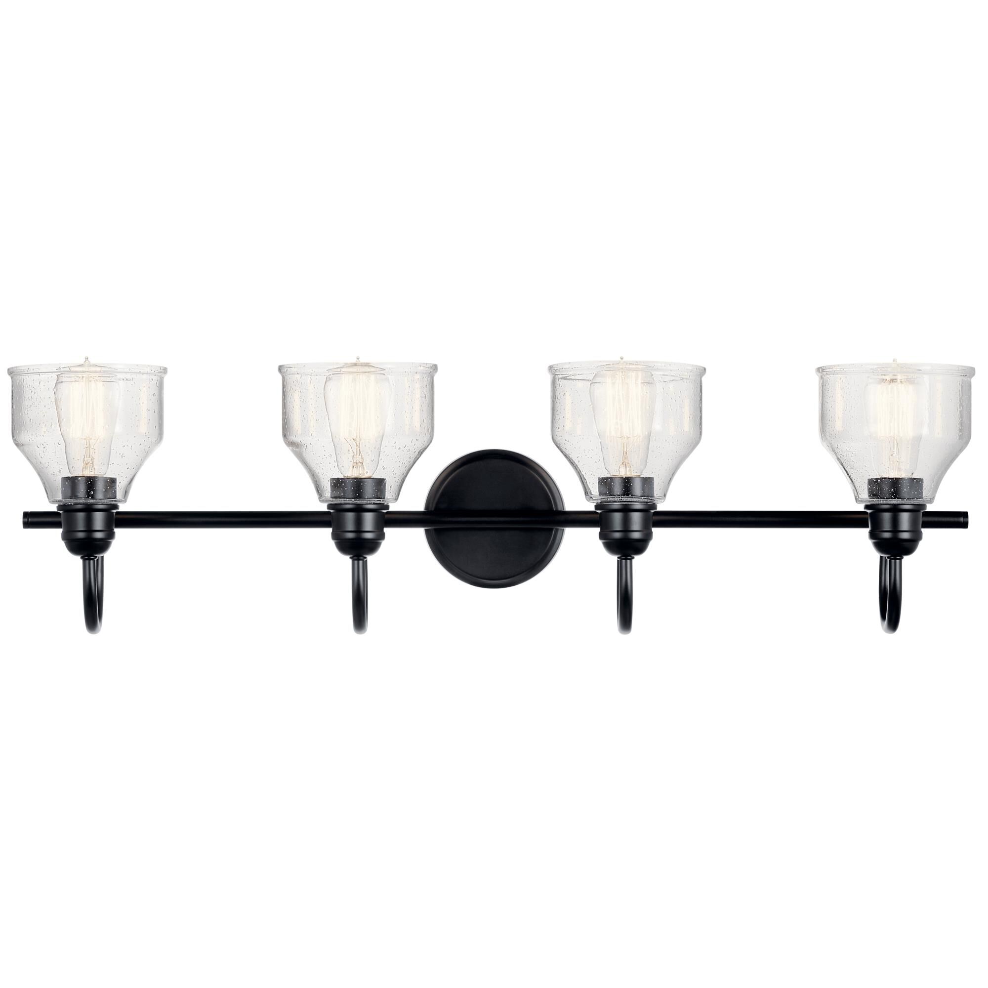 Shown in Black finish and Clear Seeded glass