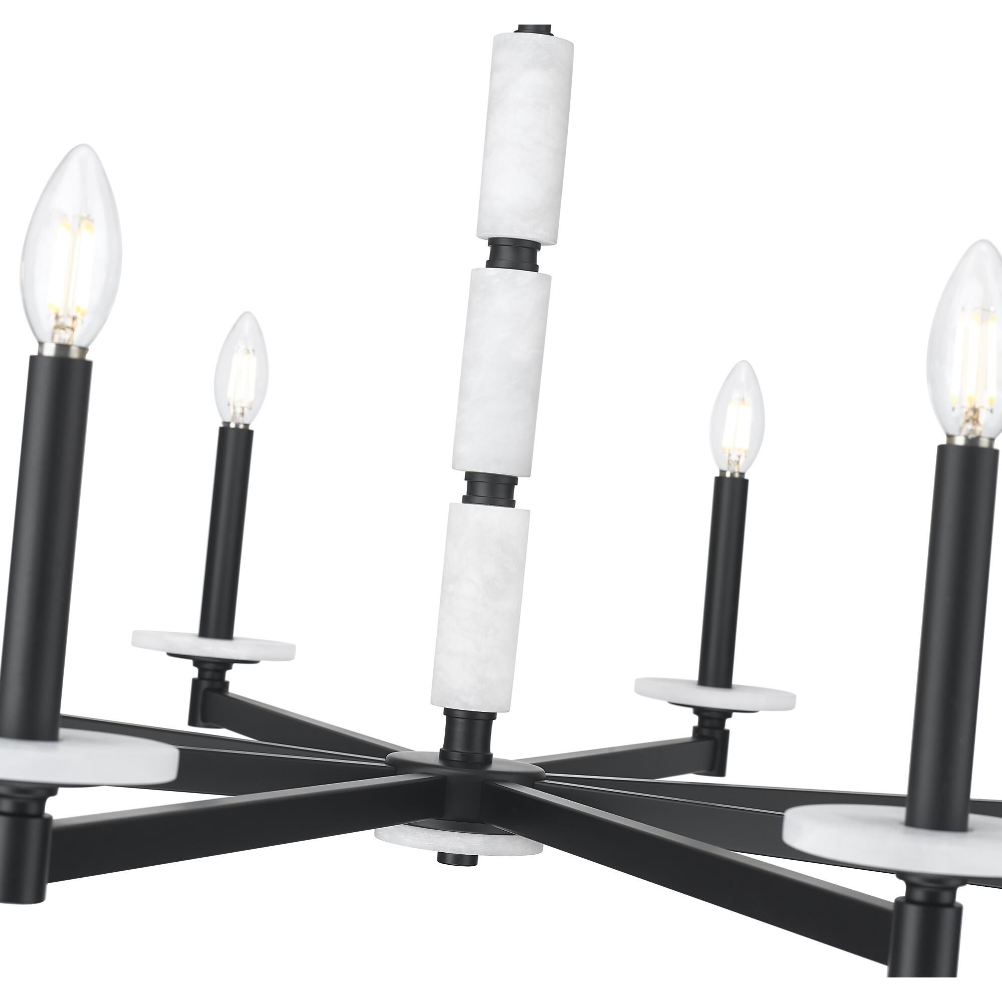 Shown in Matte Black finish and Alabaster glass and Alabaster shade