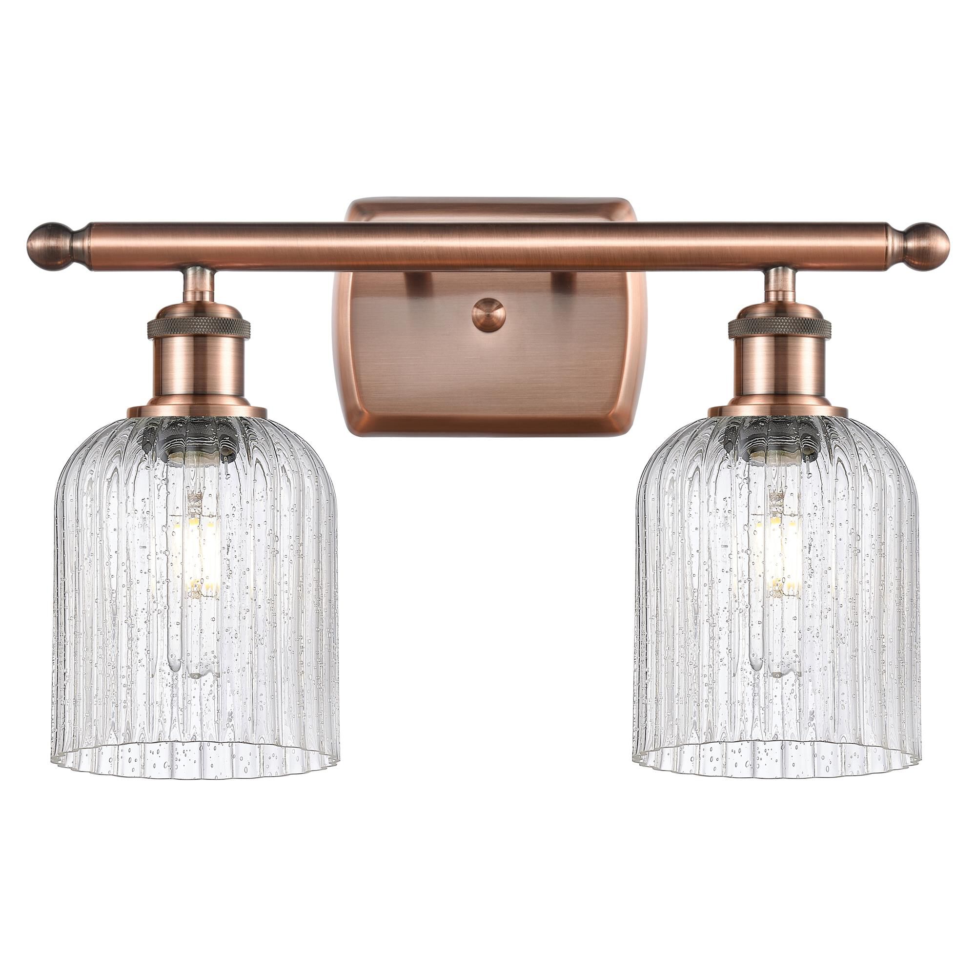 Shown in Antique Copper finish and Seedy shade