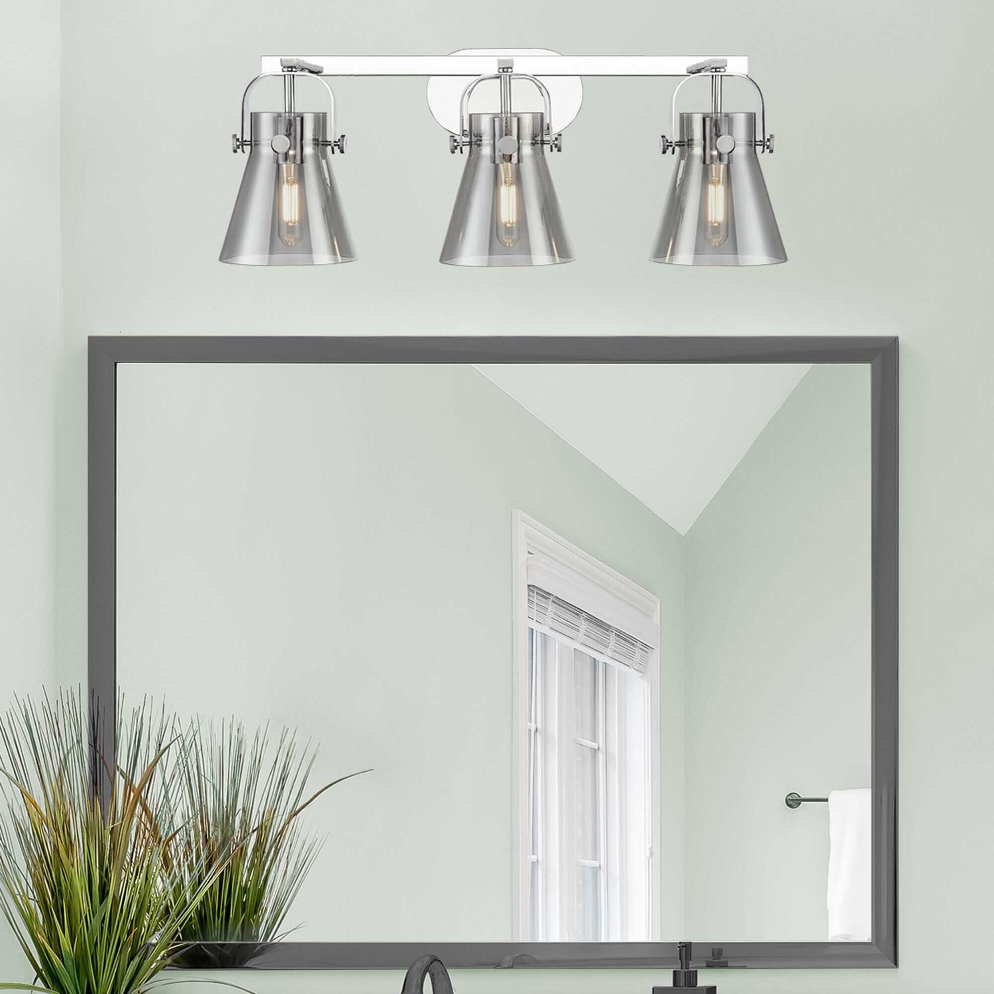 Shown in Polished Chrome finish and Plated Smoke glass