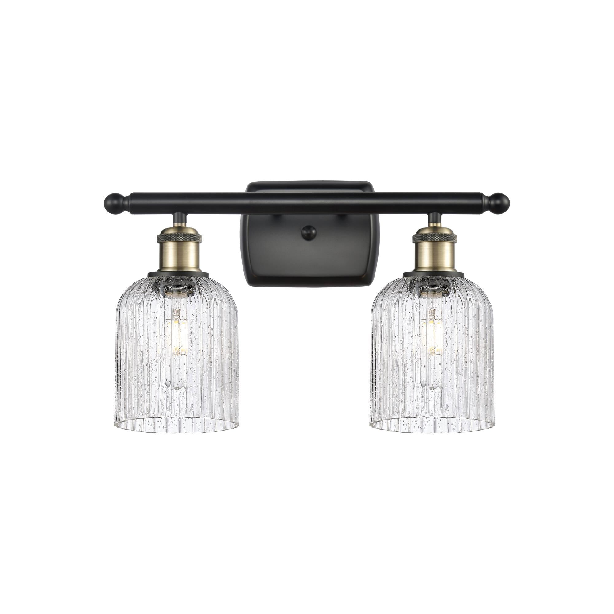 Shown in Black Antique Brass finish and Seedy shade