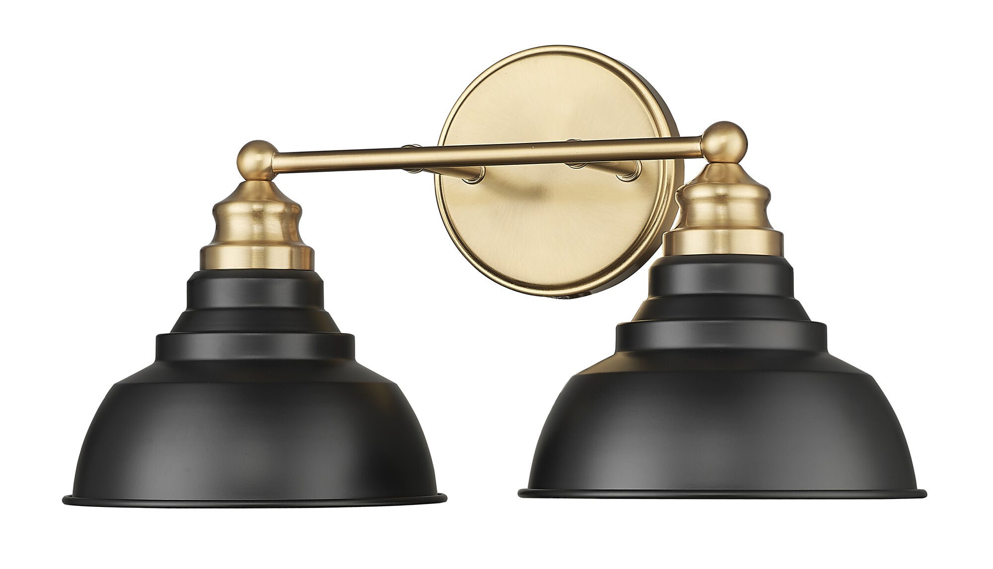 Shown in Matte Black And Brass finish and Black Metal s shade