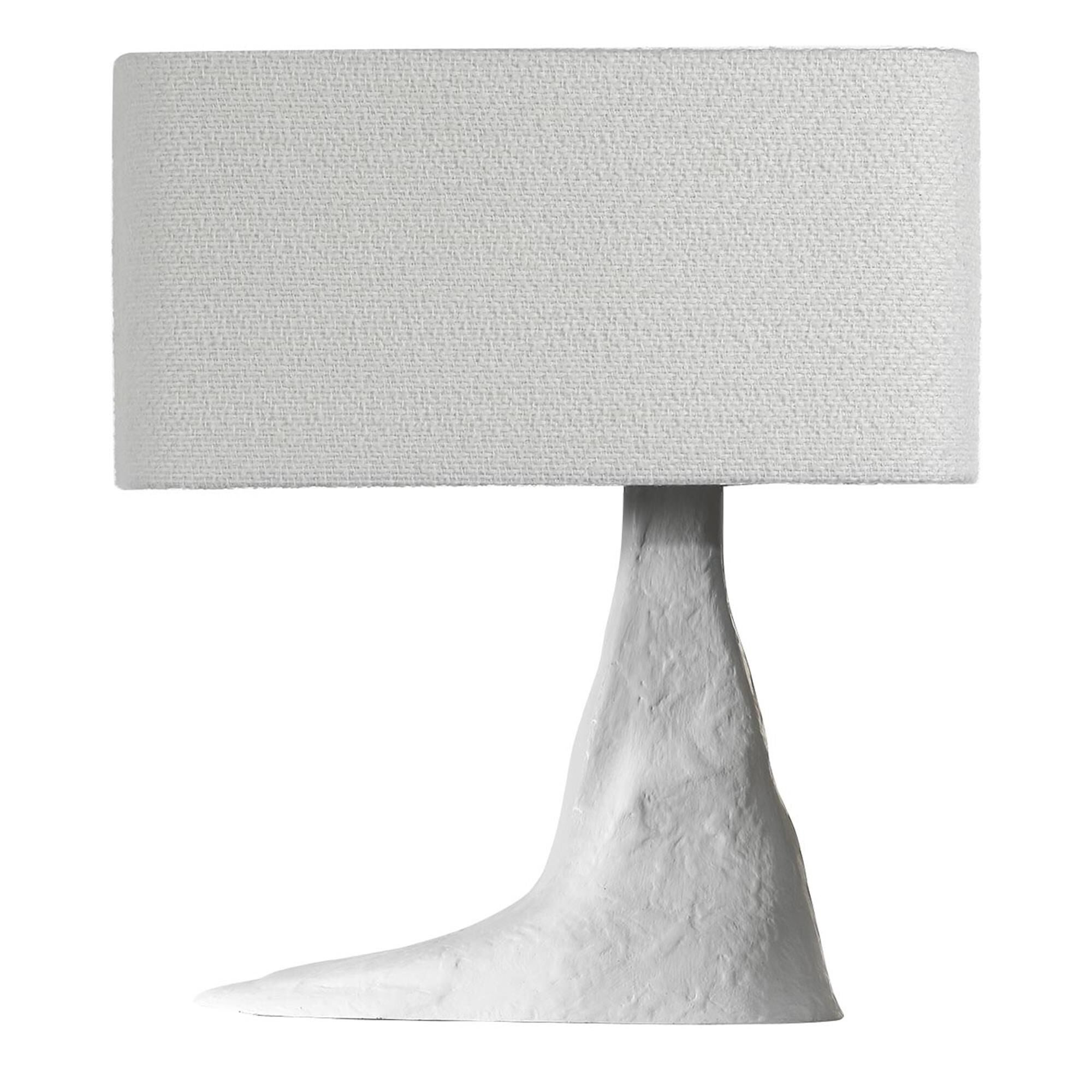 Shown in Plaster White finish and Boucle Rectangle shade