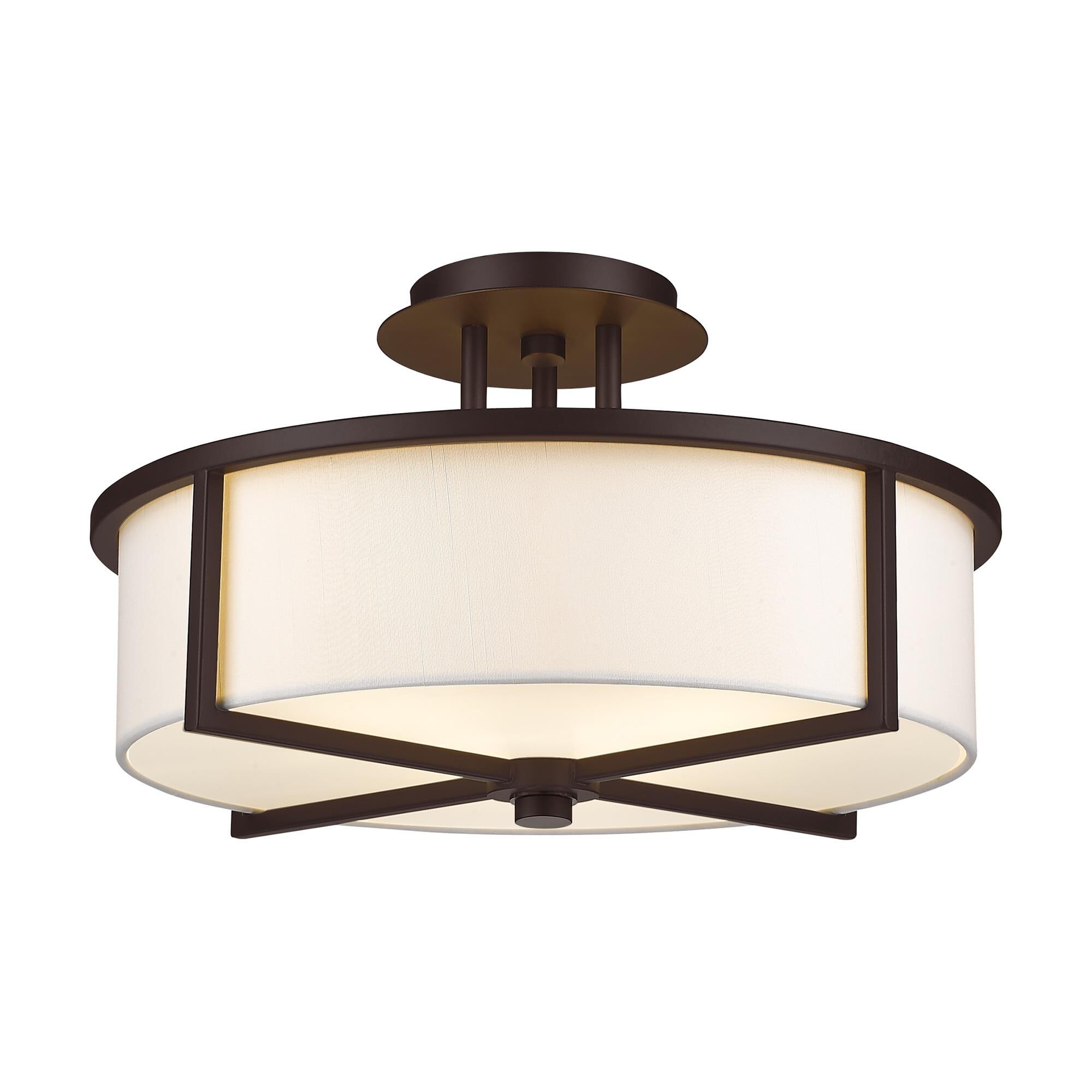 Shown in Bronze finish and Hand Crafted Off-White Fabric Hardback shade