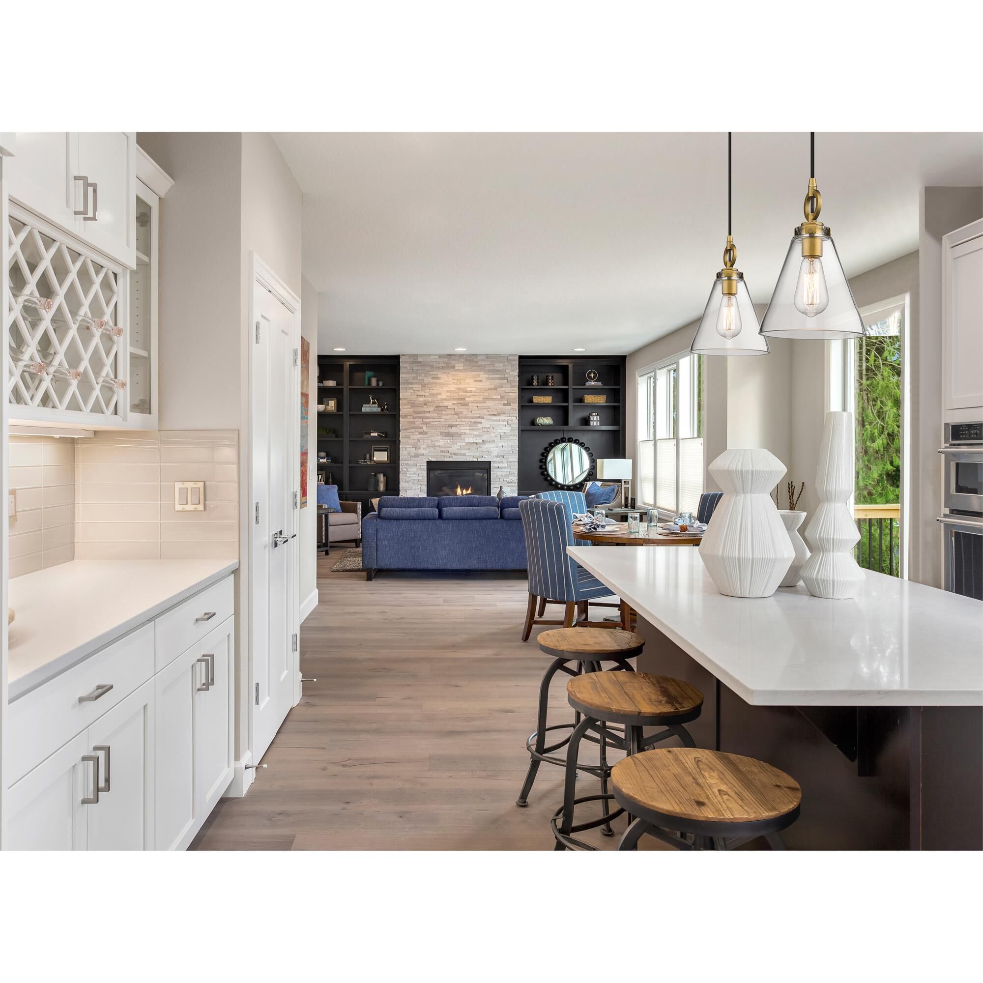 Shown in Rubbed Brass finish and Clear glass and No Shade shade