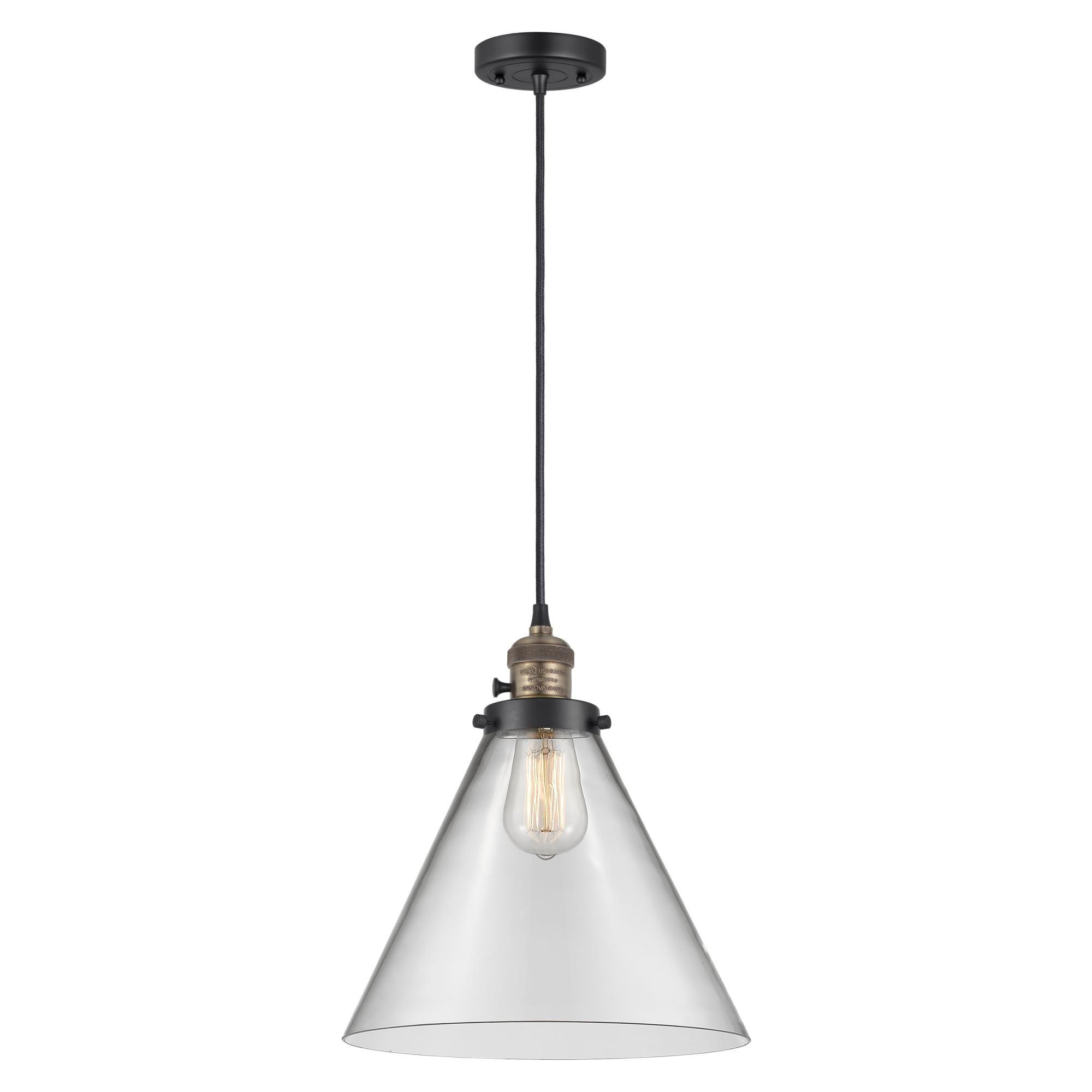 Shown in Black Antique Brass finish and Clear glass