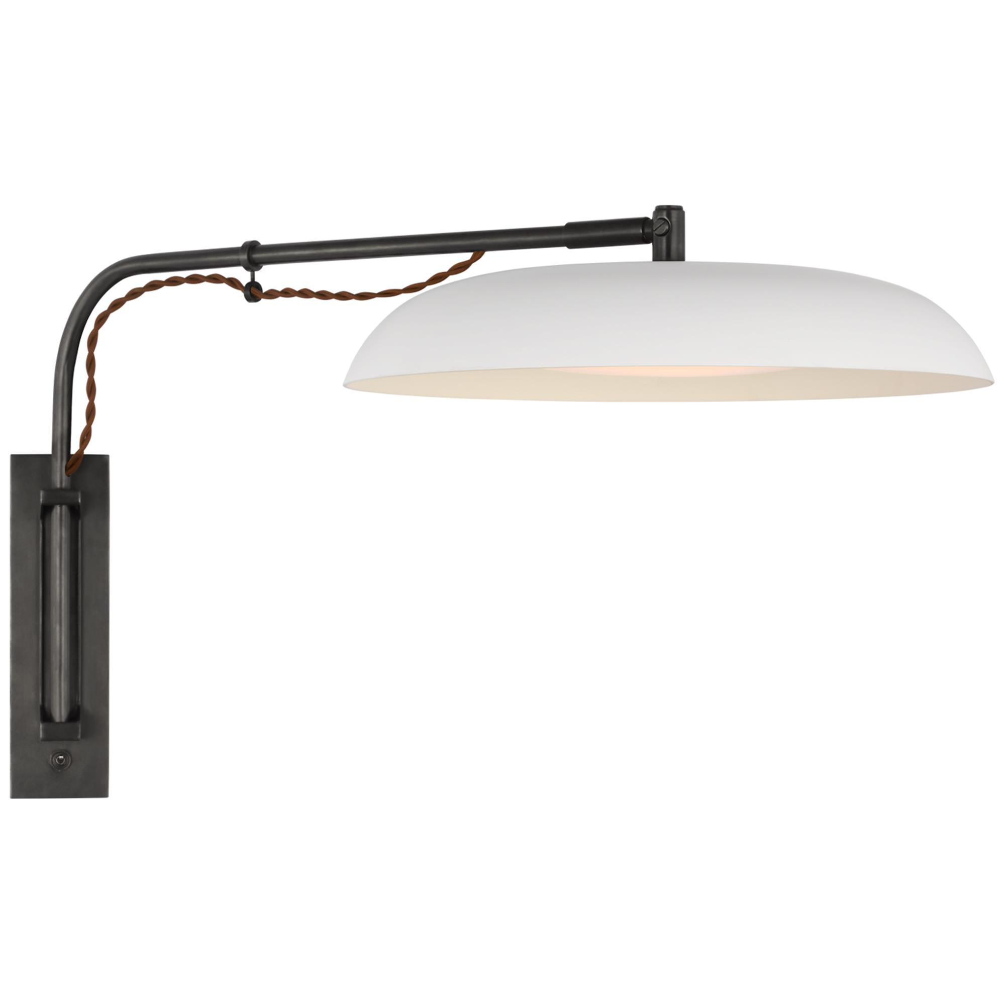 Shown in Bronze and White finish and White glass