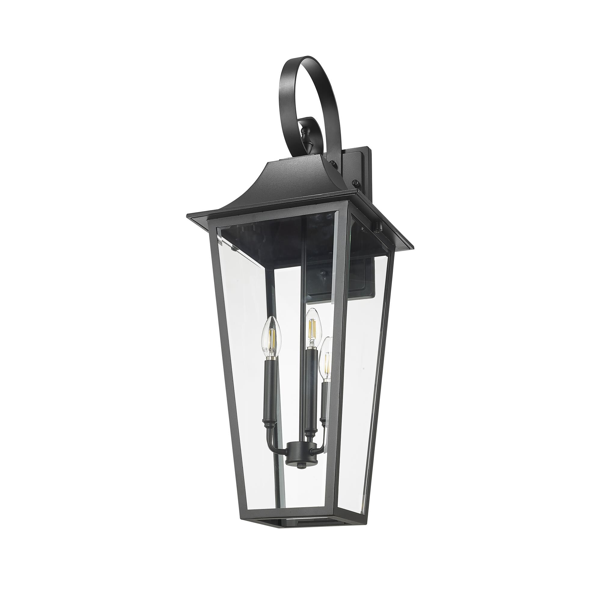 Shown in Black finish and Clear Beveled glass and Clear Beveled shade