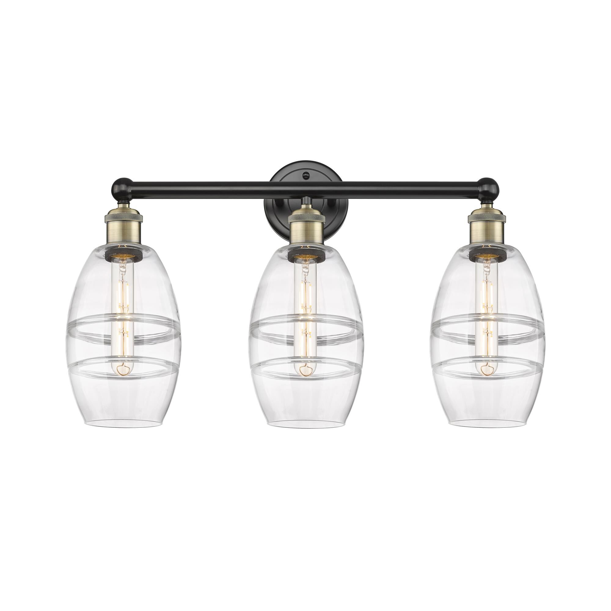 Shown in Black Antique Brass finish and Clear glass