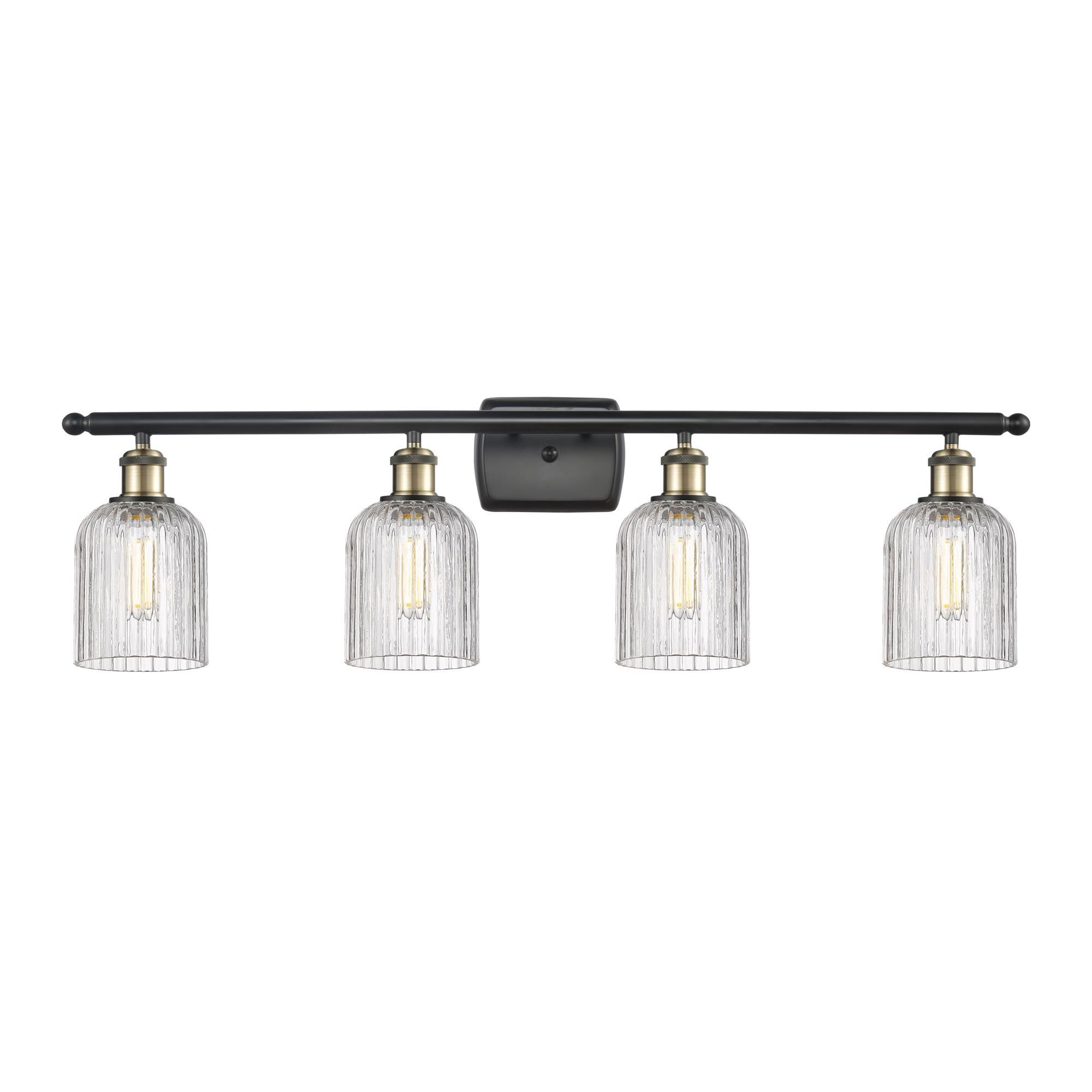Shown in Black Antique Brass finish and Clear glass