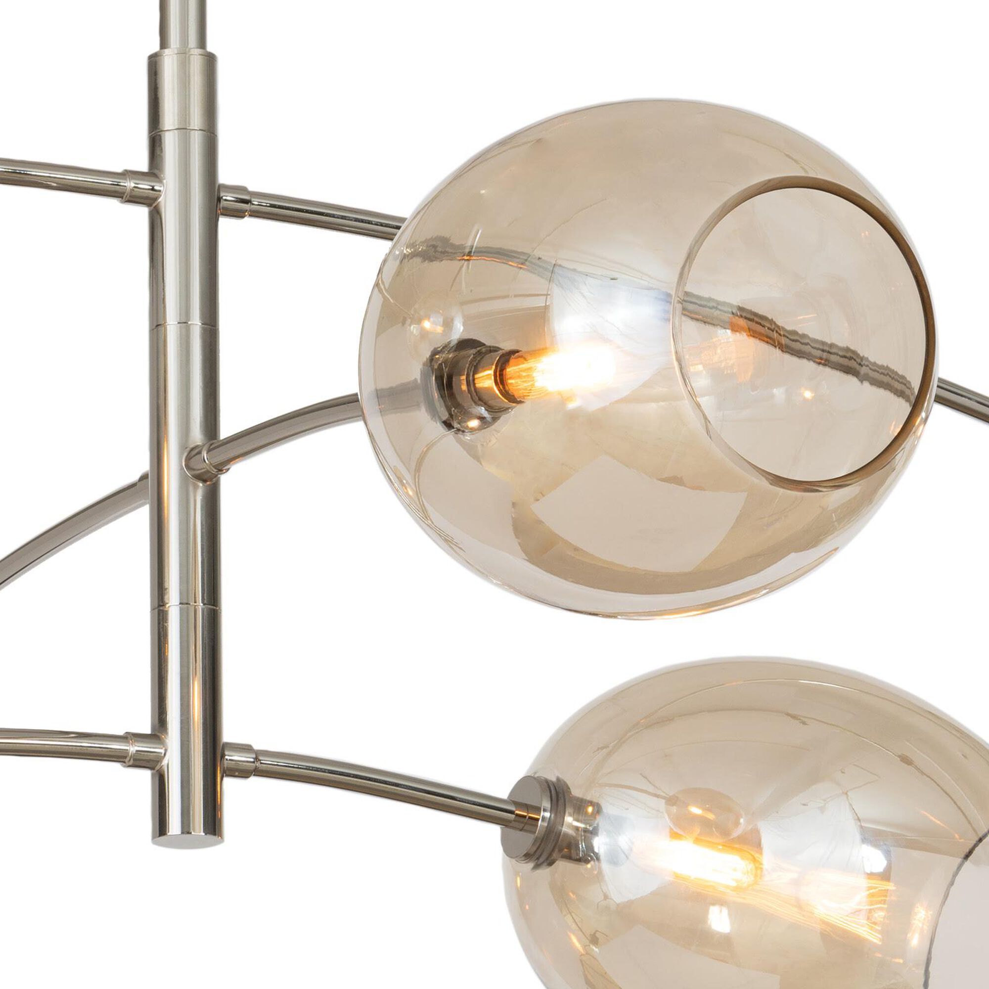 Shown in Polished Nickel finish and Glass shade