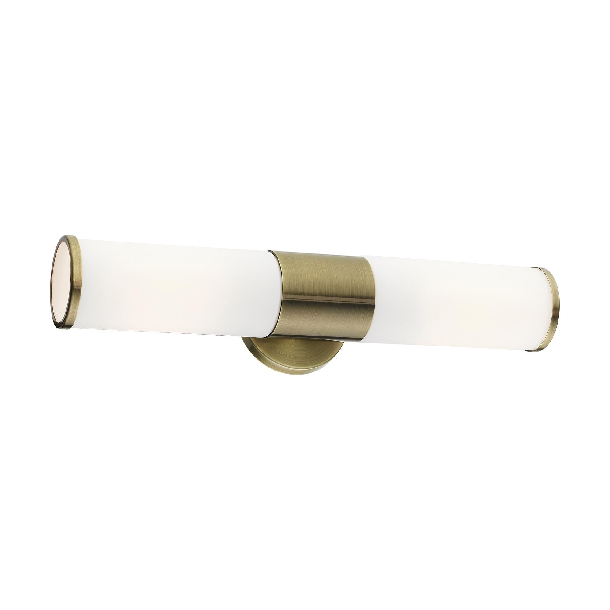 Shown in Antique Brass finish and Satin Opal White glass