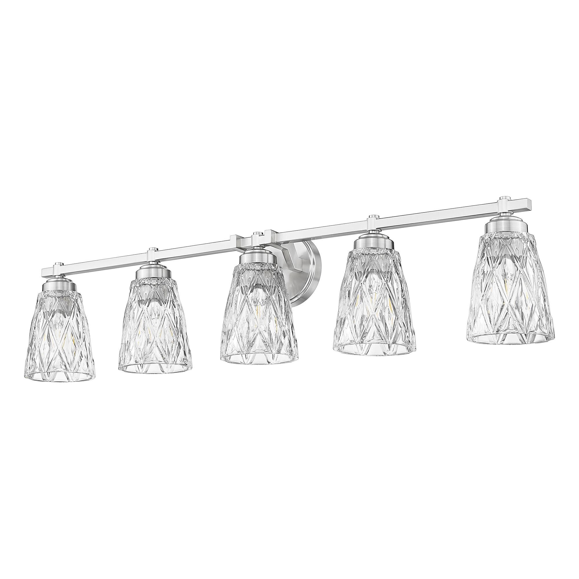 Shown in Brushed Nickel finish and Clear glass