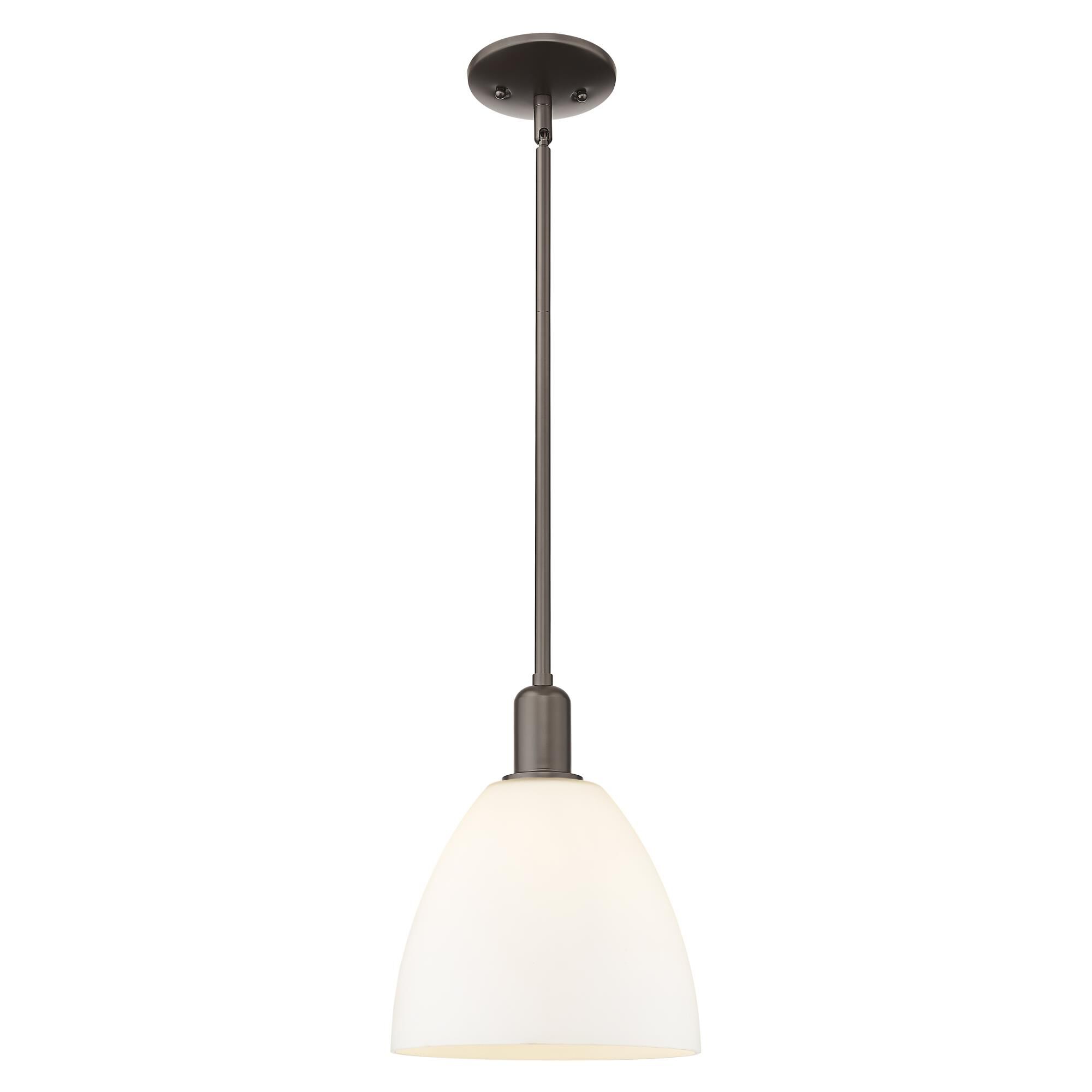 Shown in Oil Rubbed Bronze finish and Matte White glass