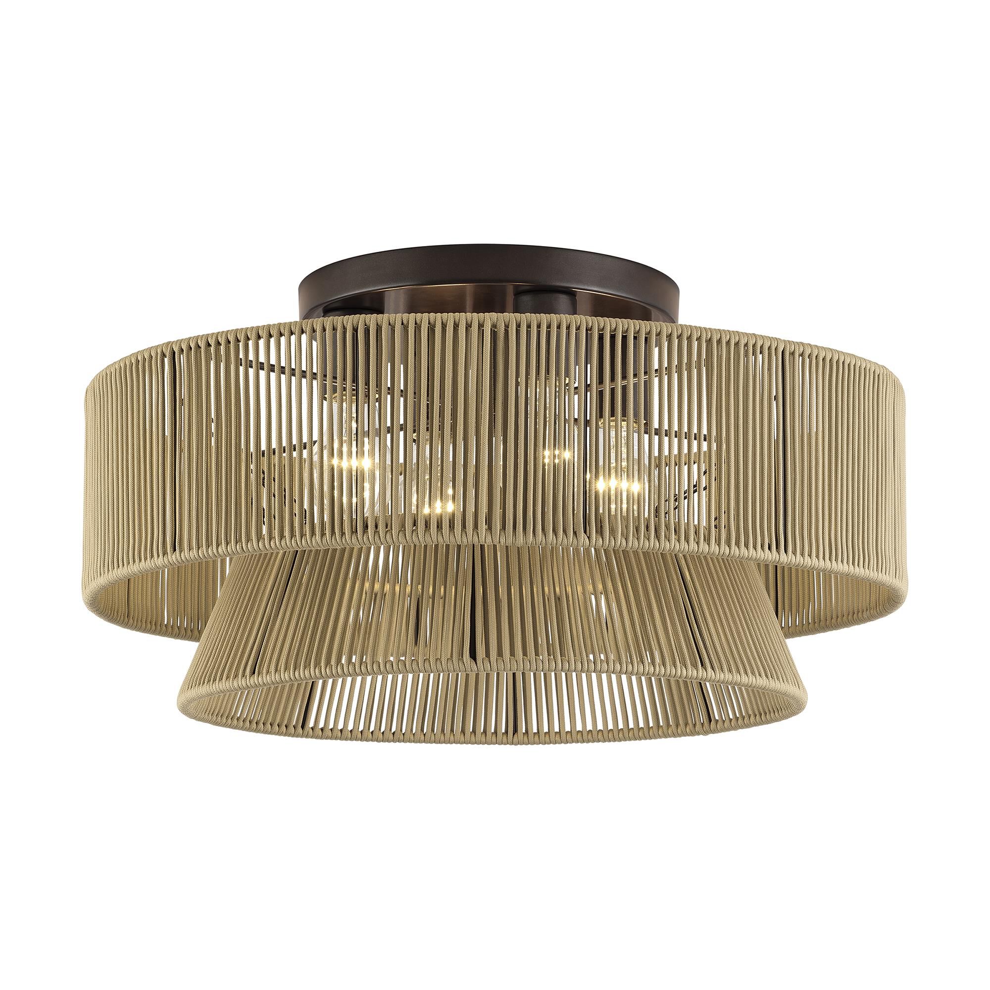 Shown in English Bronze finish and Hand-Woven Venetian Gold Color Polyester Rope shade