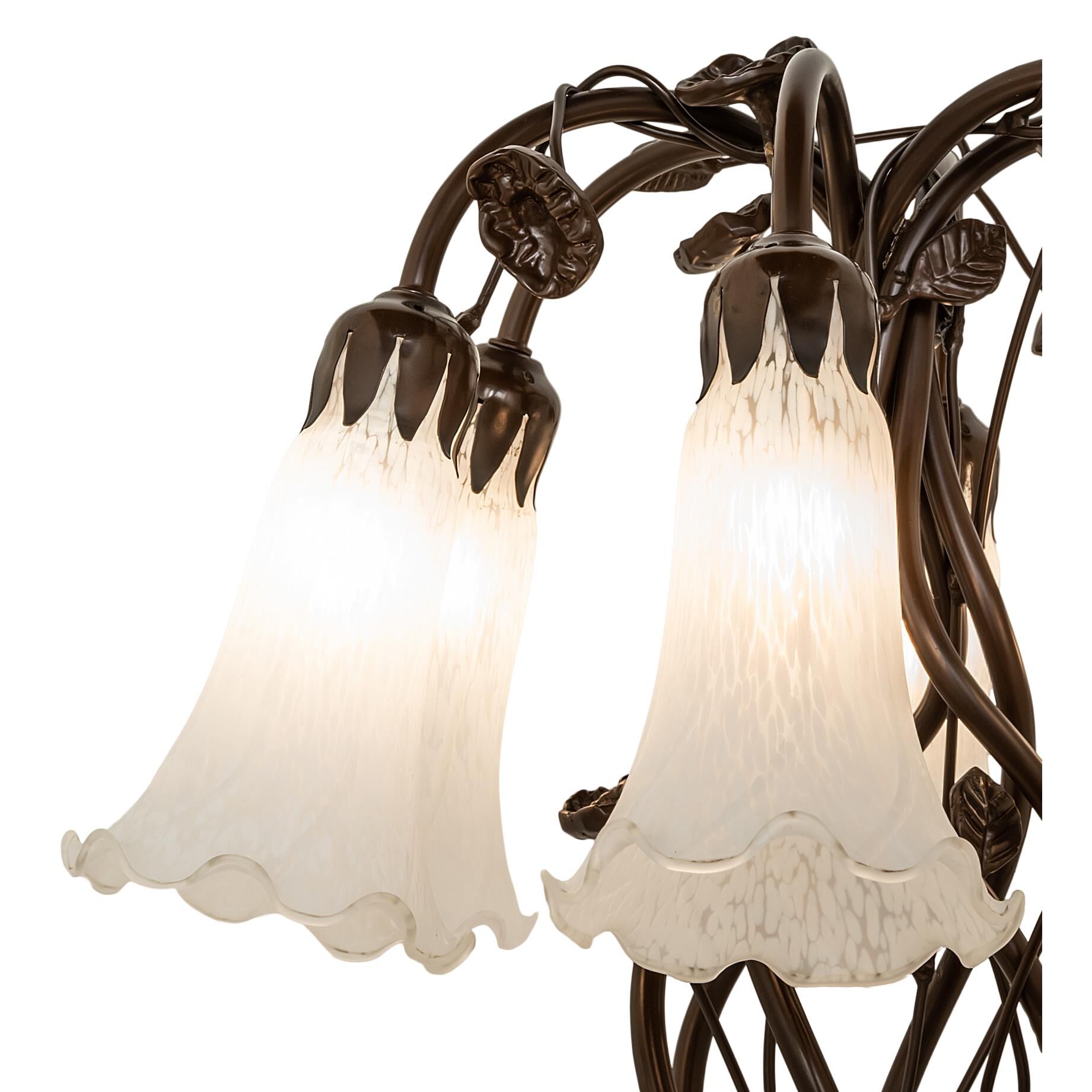 Shown in Mahogany Bronze finish and White glass