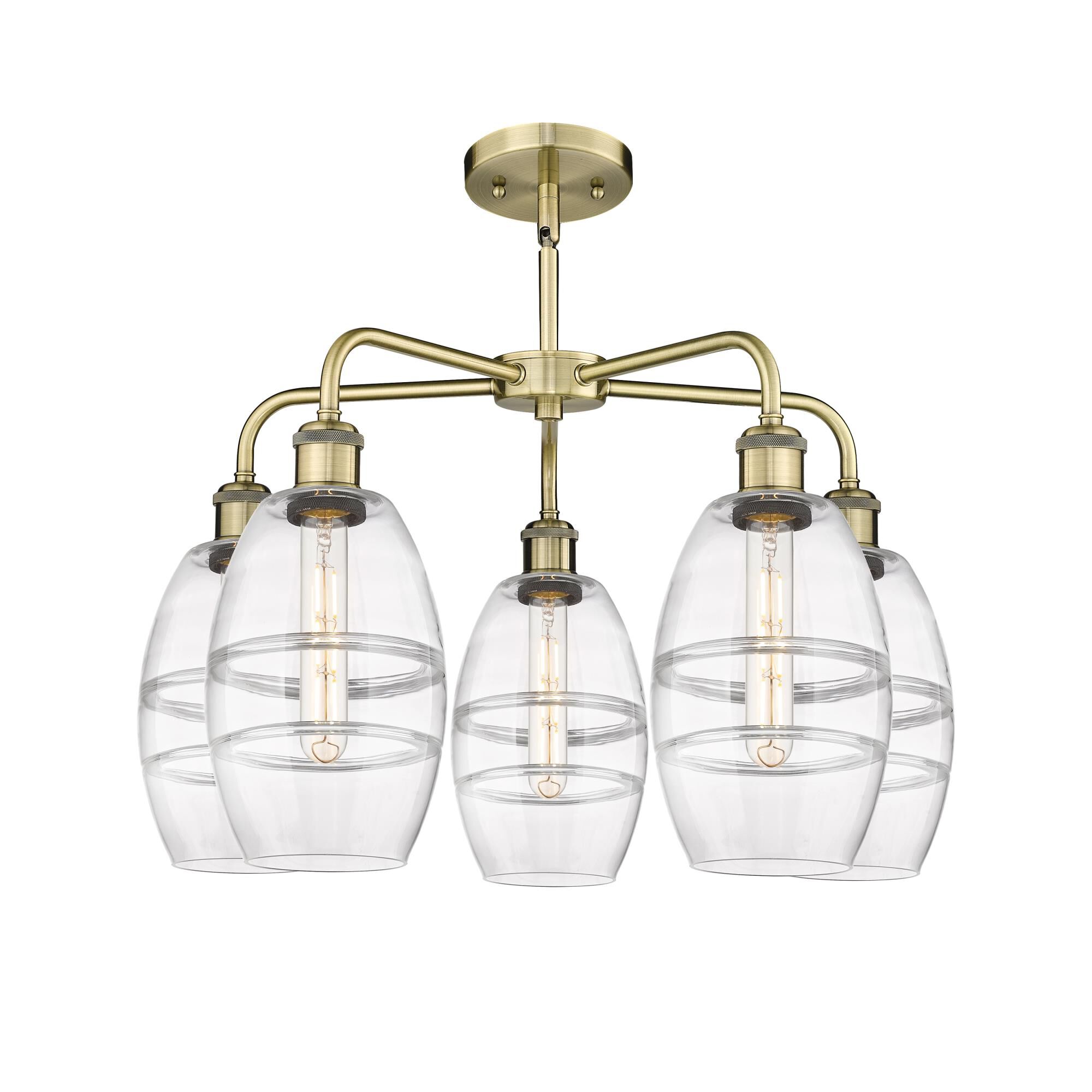 Shown in Antique Brass finish and Clear glass