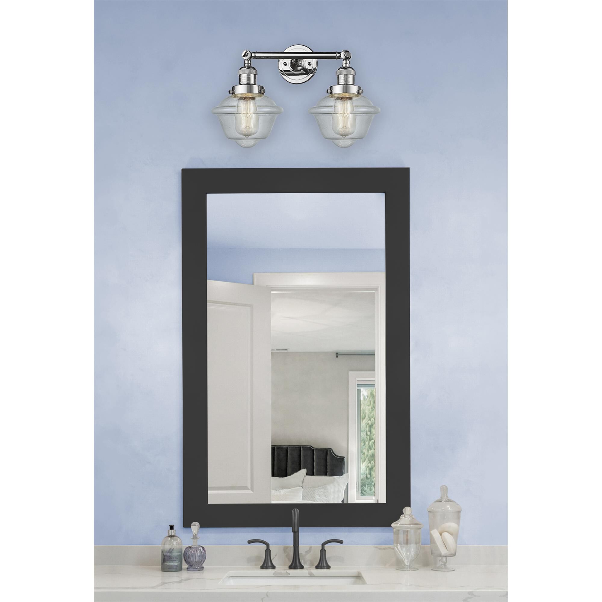 Shown in Polished Chrome finish and Seedy glass