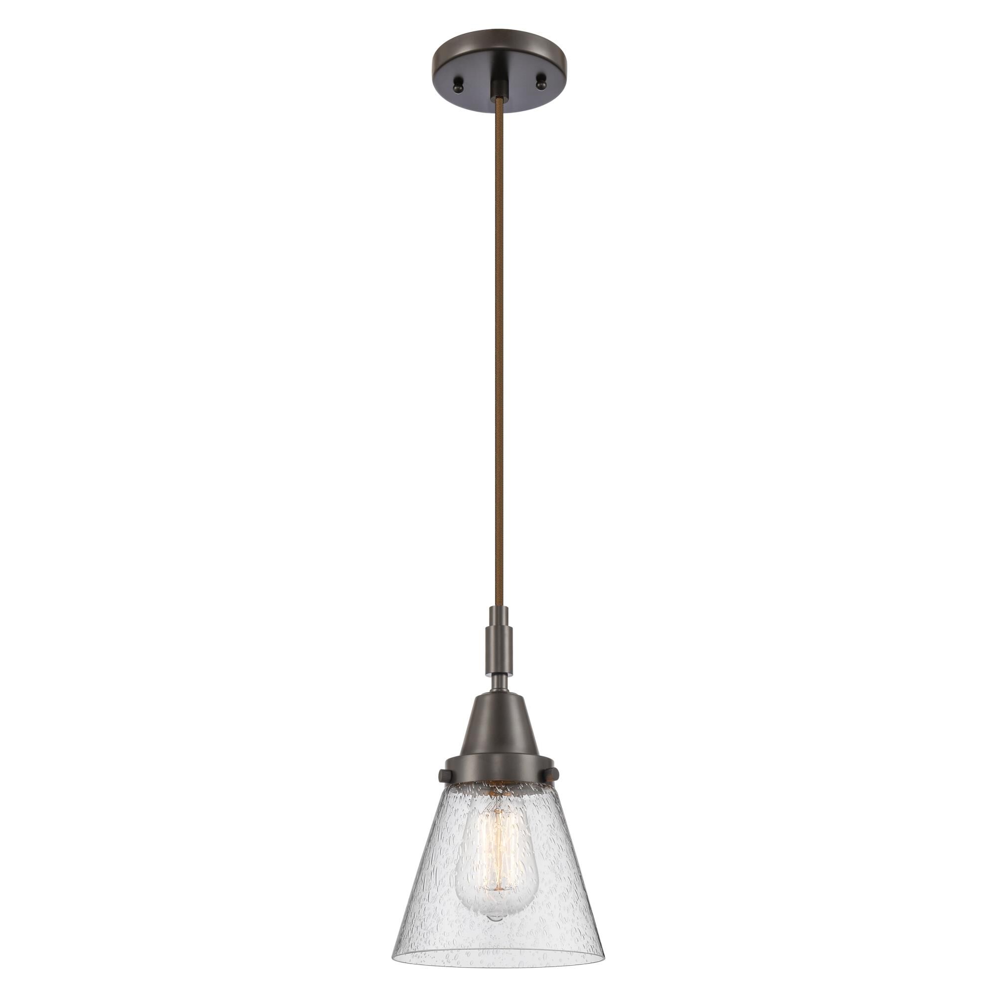 Shown in Oil Rubbed Bronze finish and Seedy glass