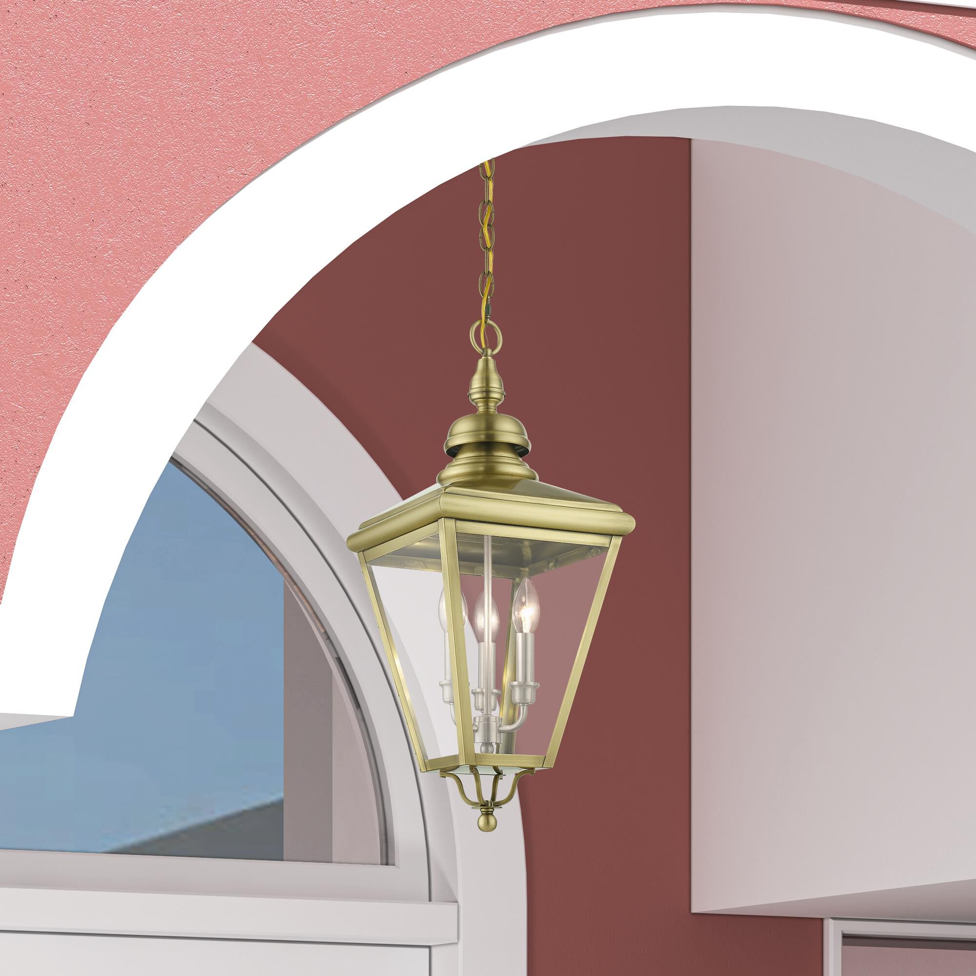 Shown in Antique Brass With Brushed Nickel Cluster finish and Clear glass