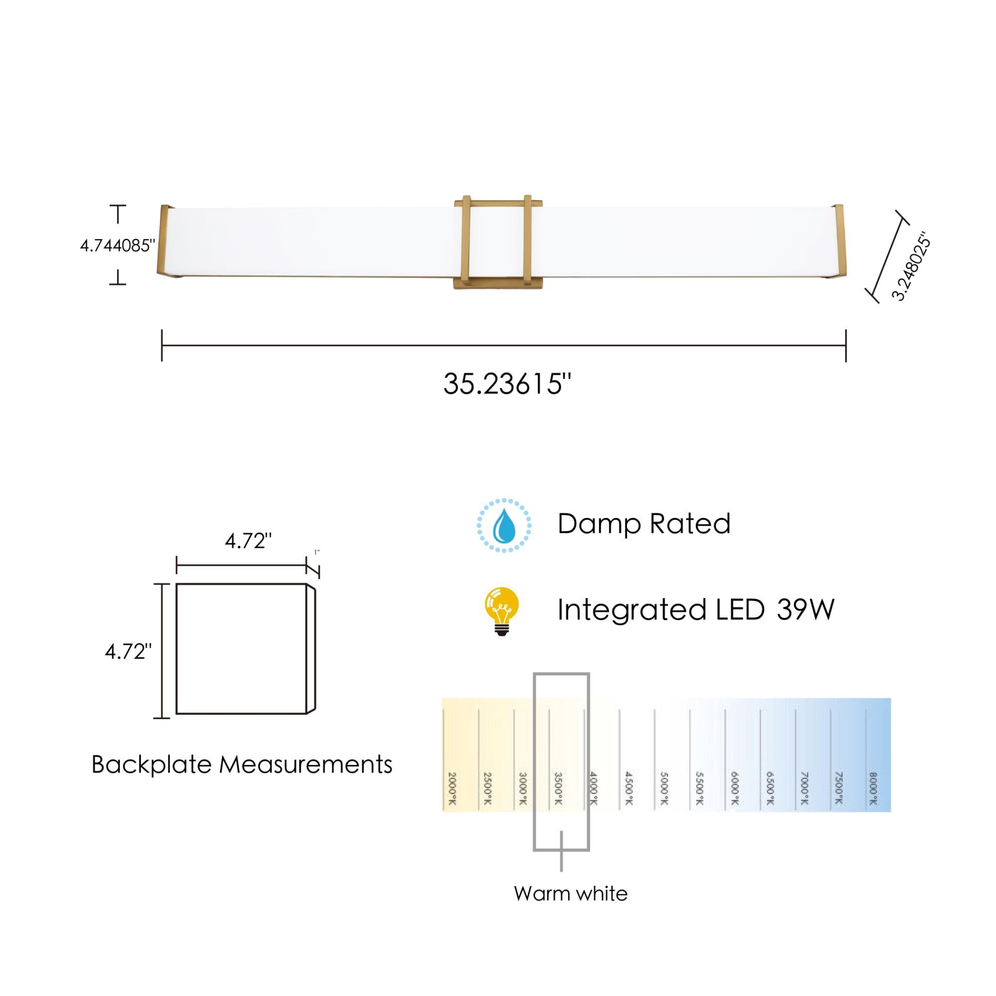 Shown in Brushed Gold finish and White Acrylic shade
